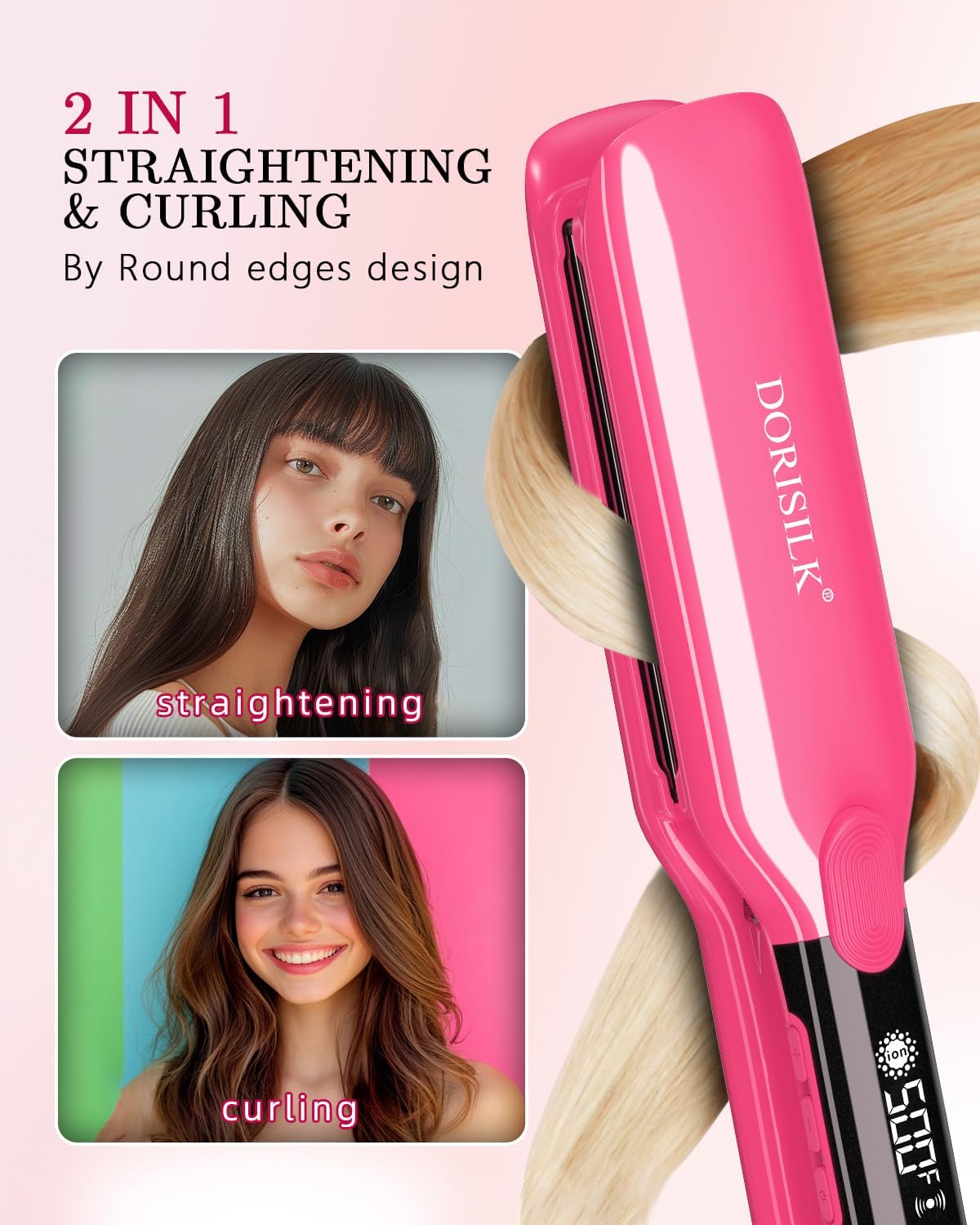 Thumbnail 2 de DORISILK 500 Degree High Temp Professional Hair Straightener & Curler with Ceramic Plate