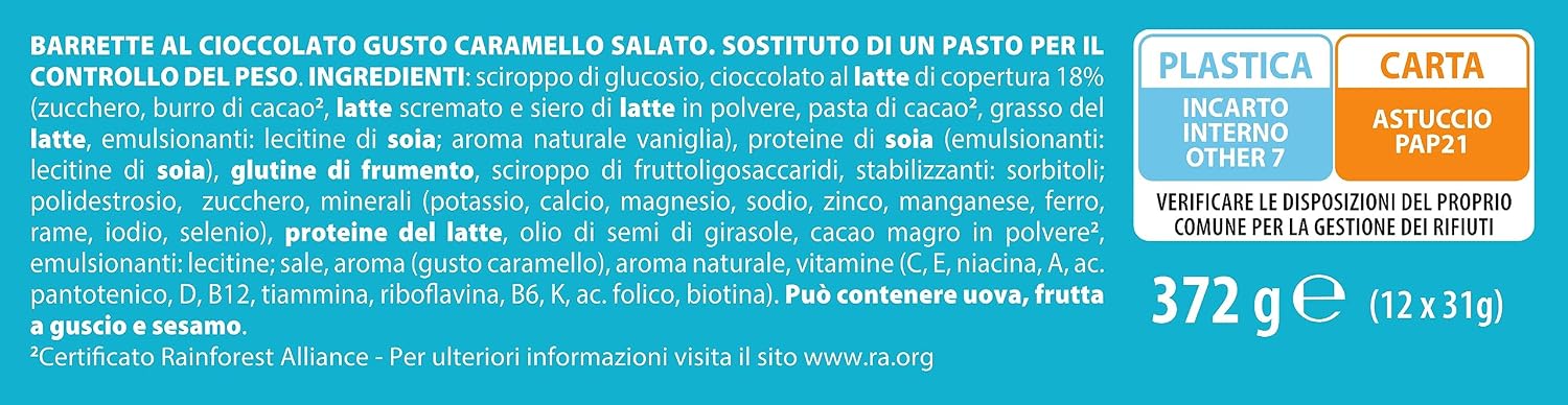Thumbnail 2 de Pesoforma Barrette Gusto Caramello Salato – 6 Pasti Sostitutivi, 225 Kcal cada barretta, 372 g
