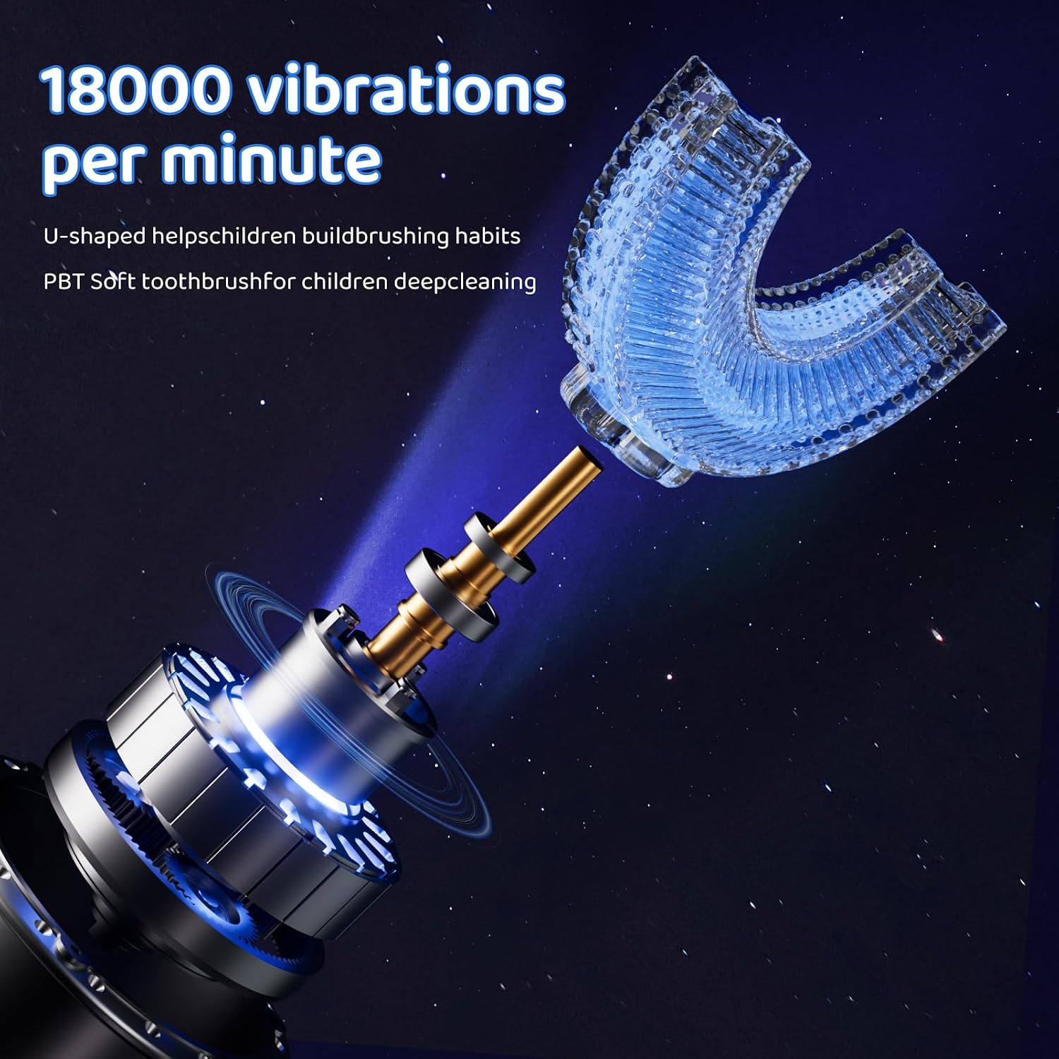 Thumbnail 6 de Lwalaneng Kids U Shaped Electric Toothbrush with 3 Cleaning Modes and 4 Brush Heads