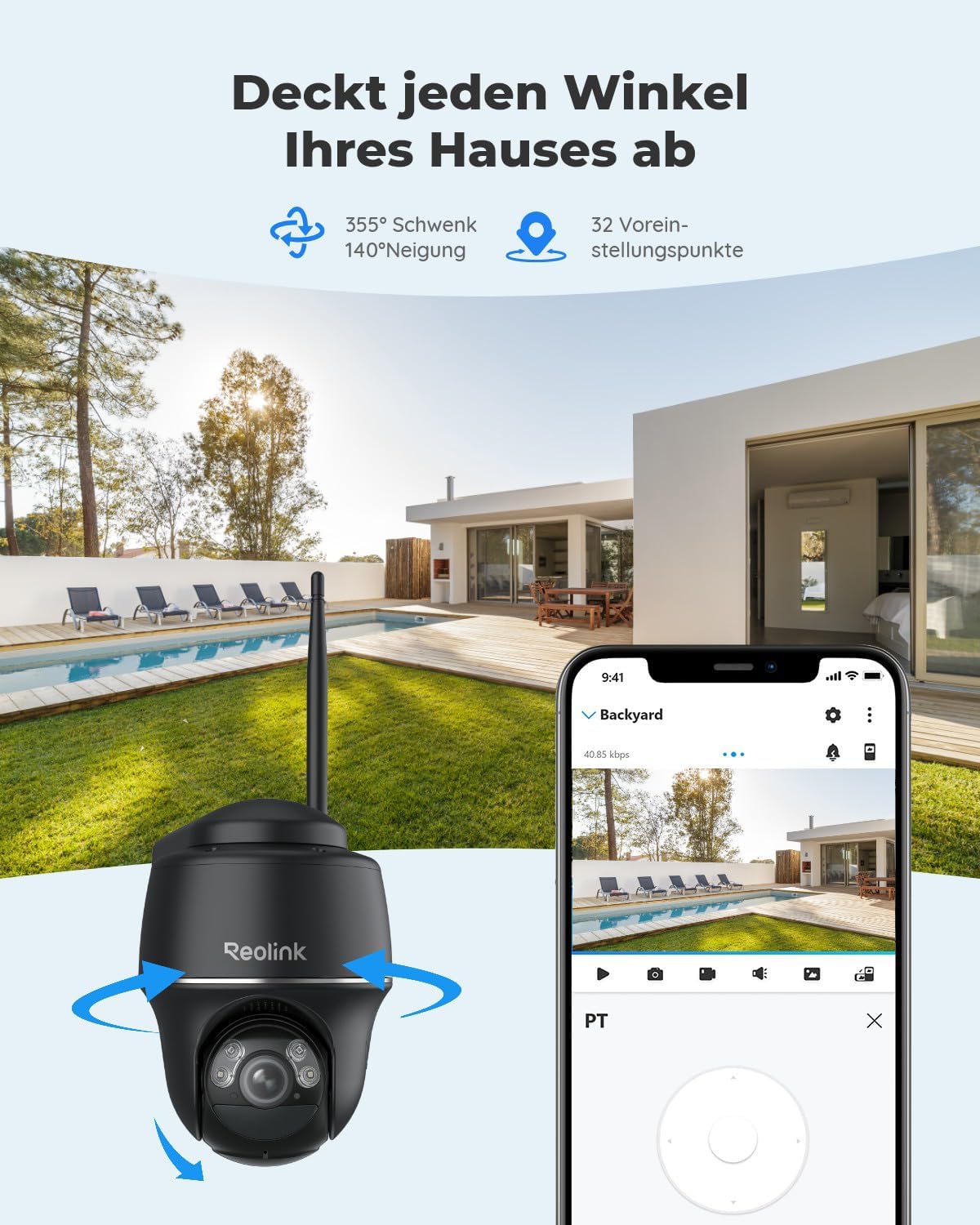 Thumbnail 1 de Reolink Argus PT 5MP Solar Überwachungskamera