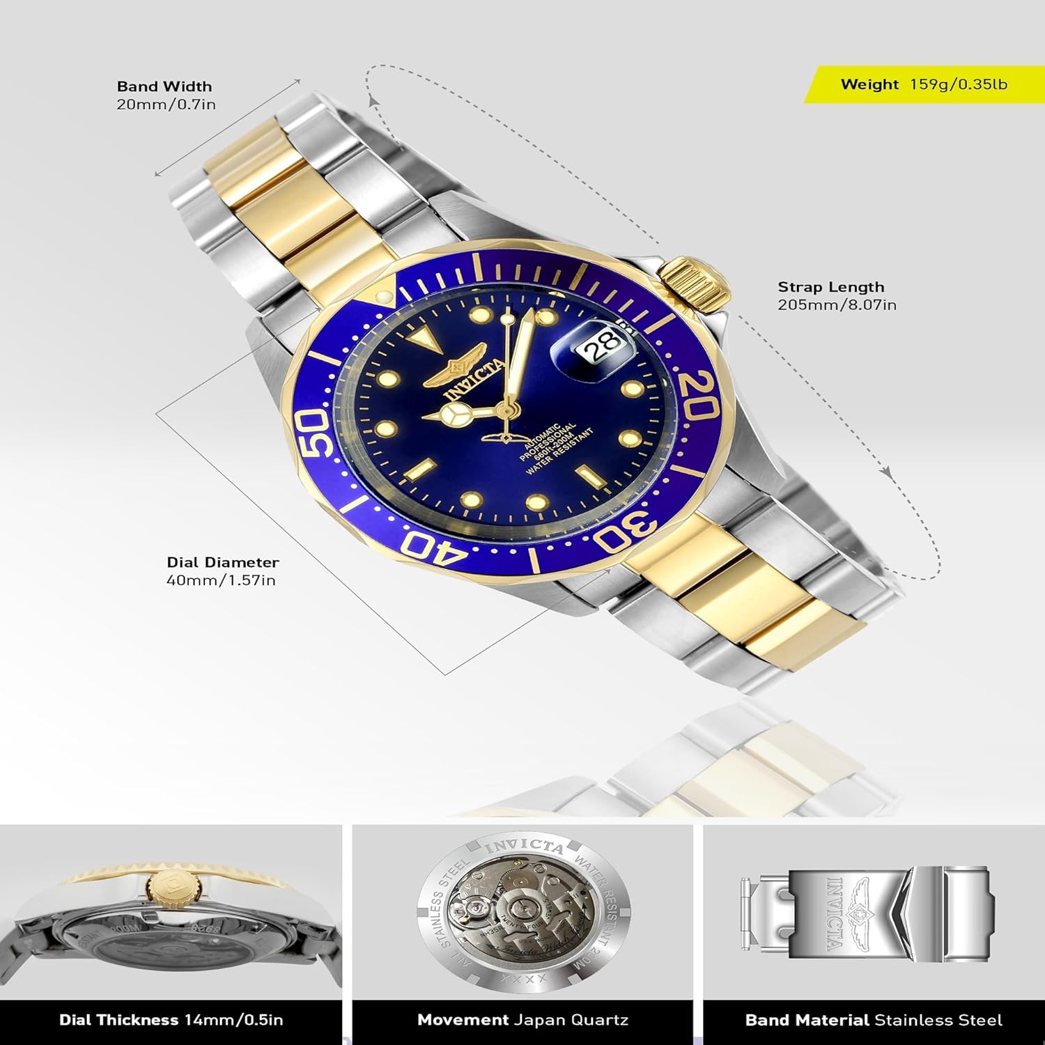 Thumbnail 2 de Invicta Pro Diver 8928 : montre homme automatique 40 mm en acier inox, cadran bleu