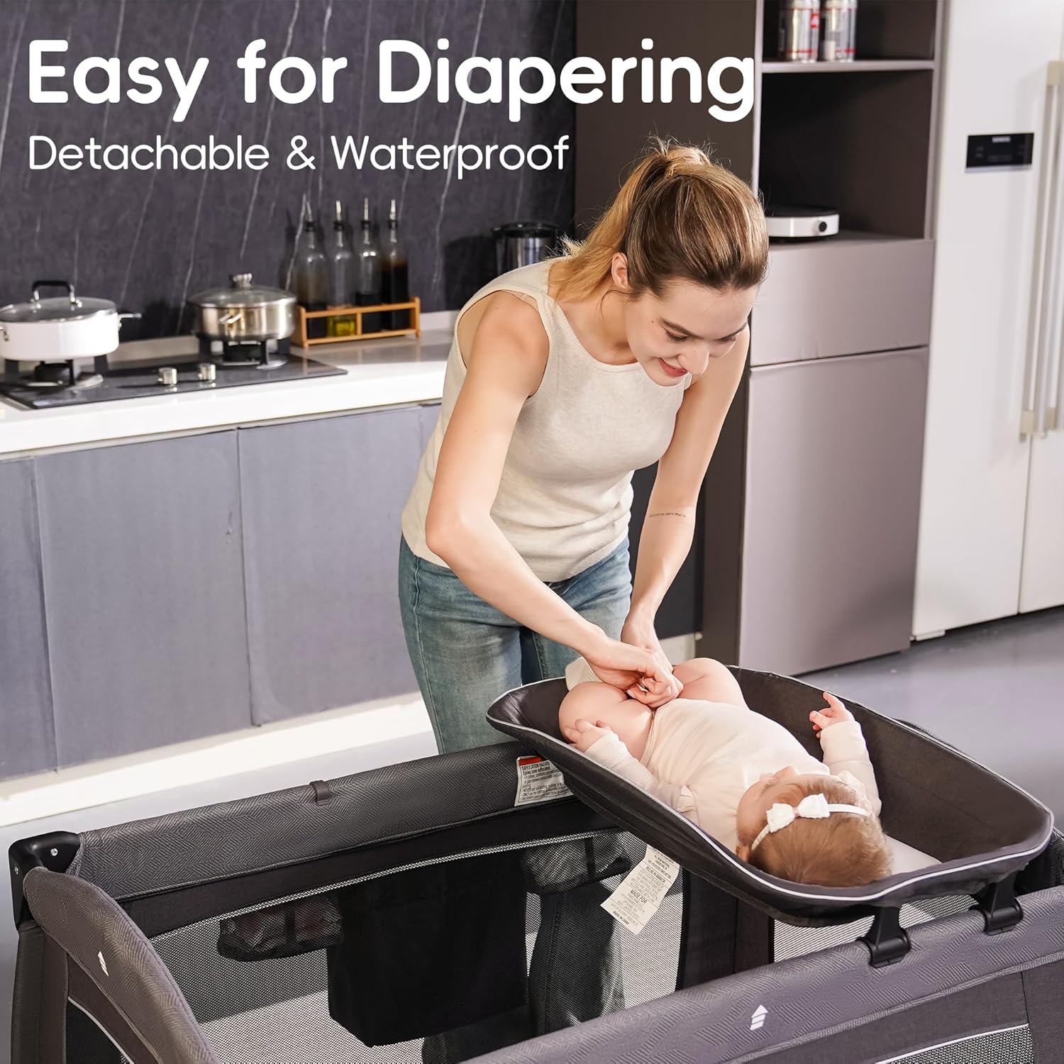 Thumbnail 4 de Pamo Babe Pack and Play 4-in-1: Bassinet, Changing Table, Diaper Organizer & Foldable Playard