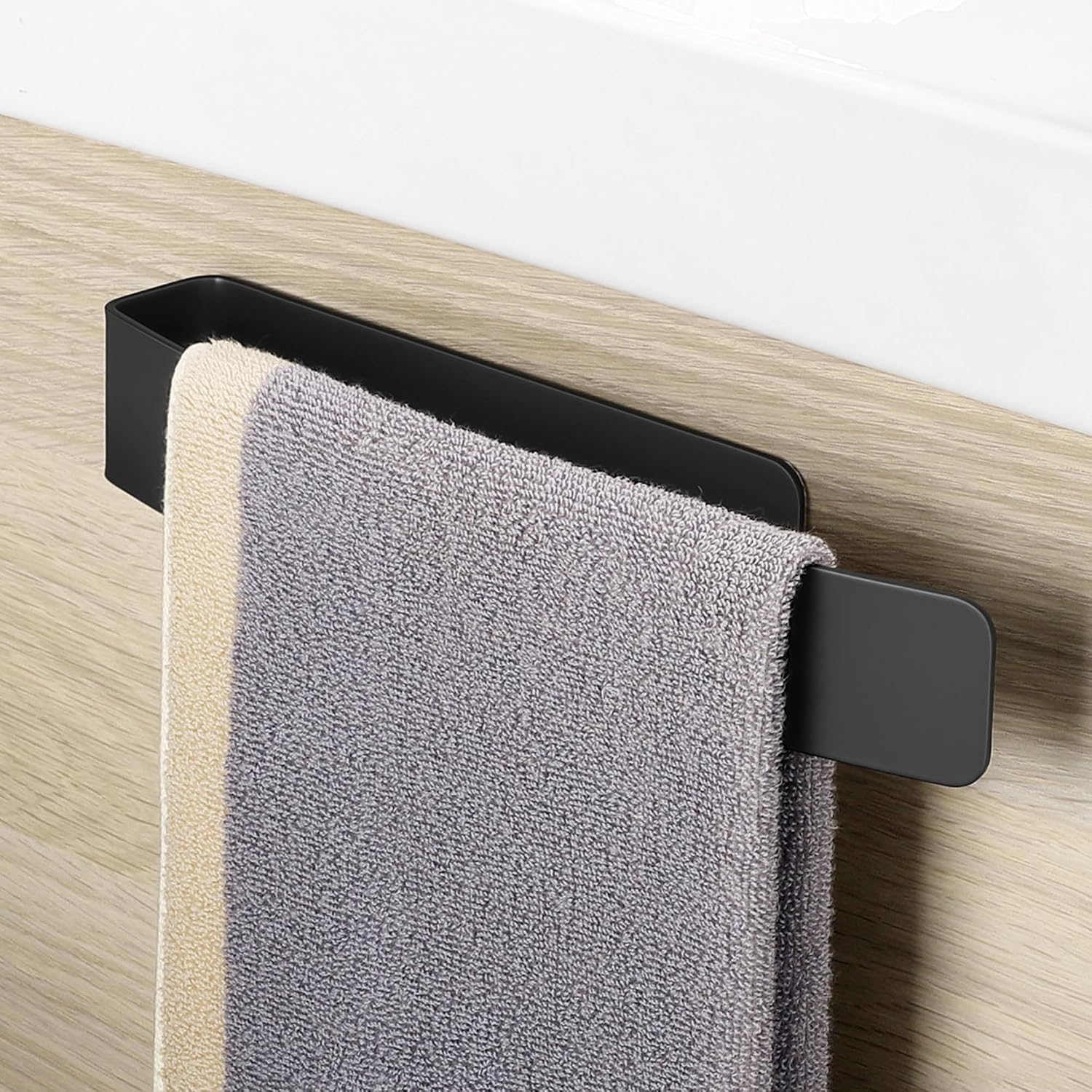 Detalle de Gsocel Porta Asciugamani Bagno Adesivo in Acciaio Inossidabile 304 Nero Opaco, 26 cm