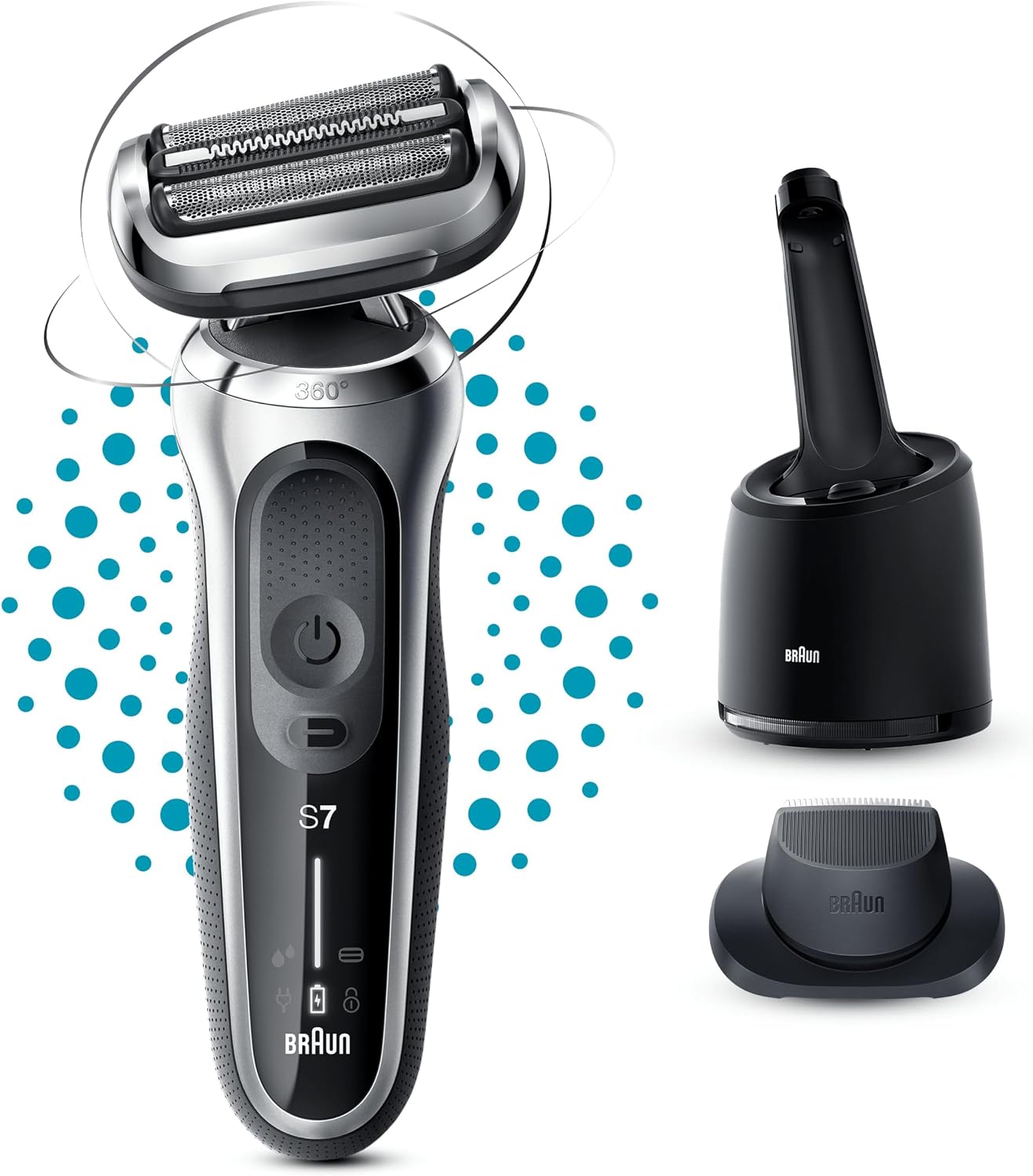 Detalle de Braun Series 7 Rasoio Elettrico per Barba con Stazione SmartCare e Rifinitore di Precisione 71-S7200cc