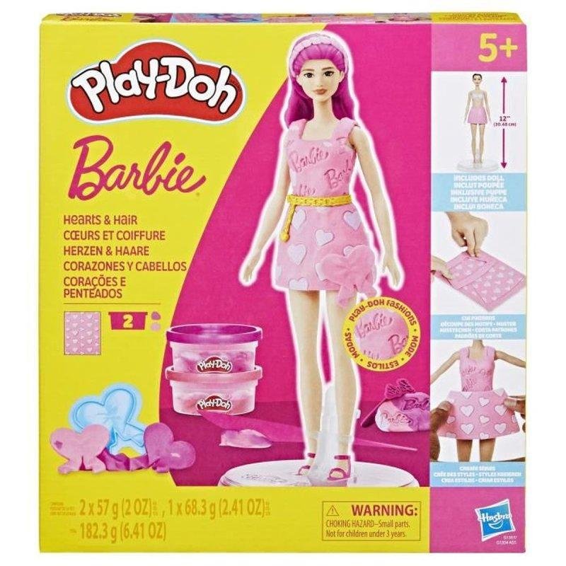Detalle de Set creativo Play-Doh Barbie Corazones y Cabello con muñeca 30 cm