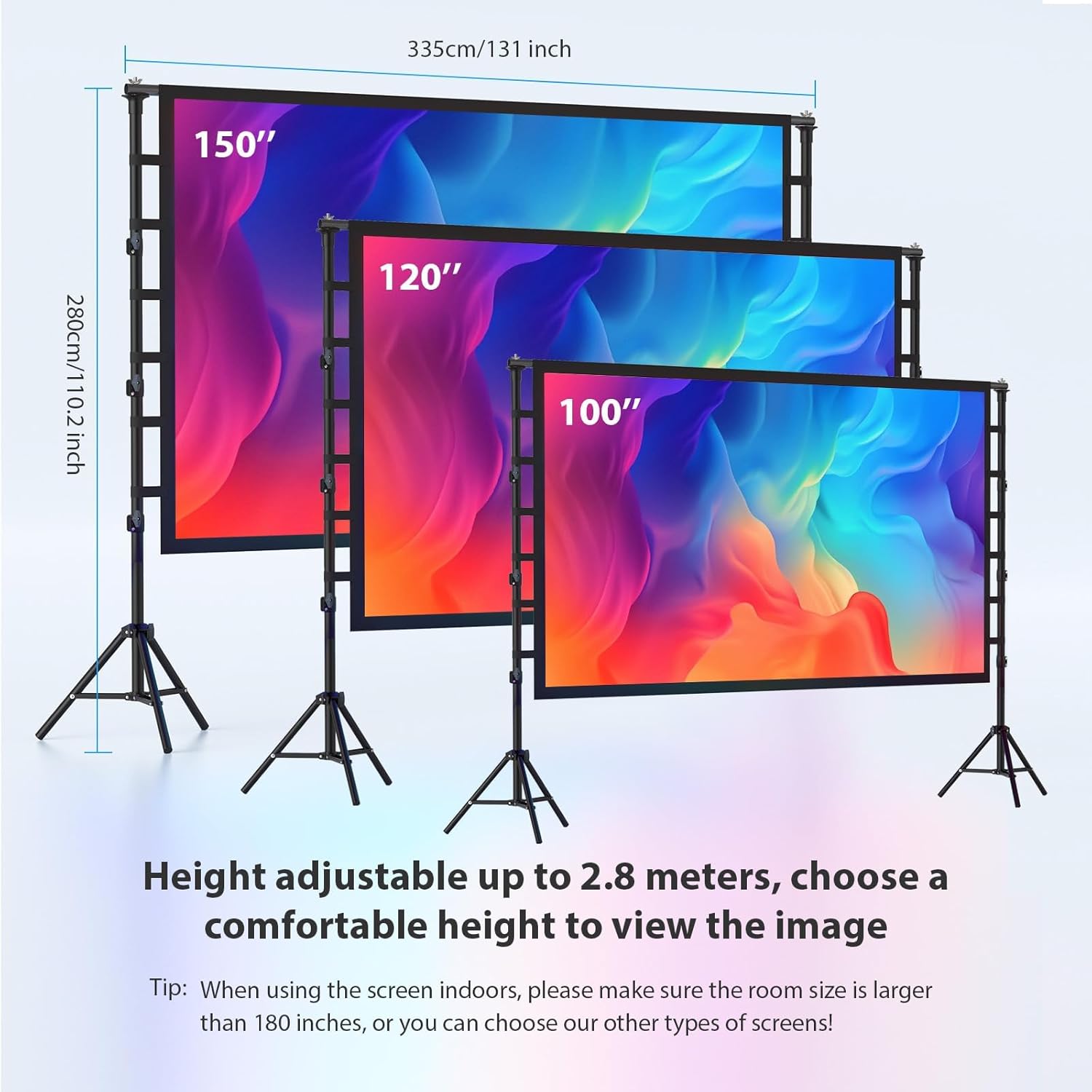Detalle 2 de LEORFI Beamer Leinwand mit Stativ 180 Zoll (16:9) – tragbar für Outdoor & Heimkino
