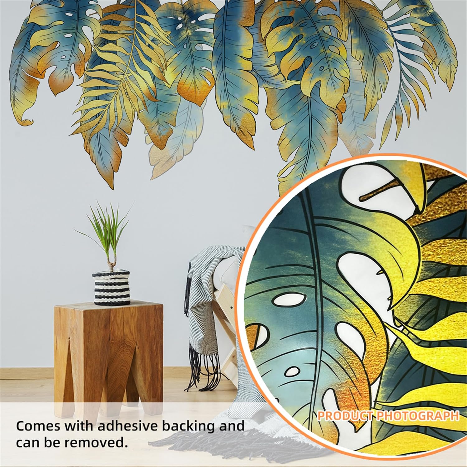 Thumbnail 3 de Wandaufkleber mit hängenden Blättern – Grünpflanzen und Blumen, 2 Bögen 30 × 90 cm