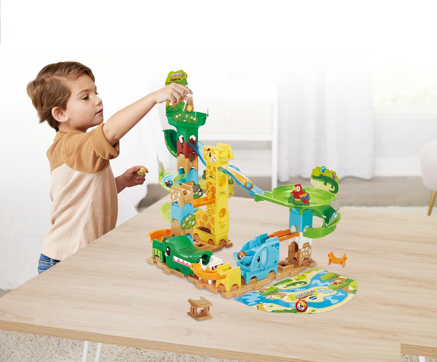 Detalle de VTech Marble Rush Safari Slides: a cheerful, expandable play set for curious juniors
