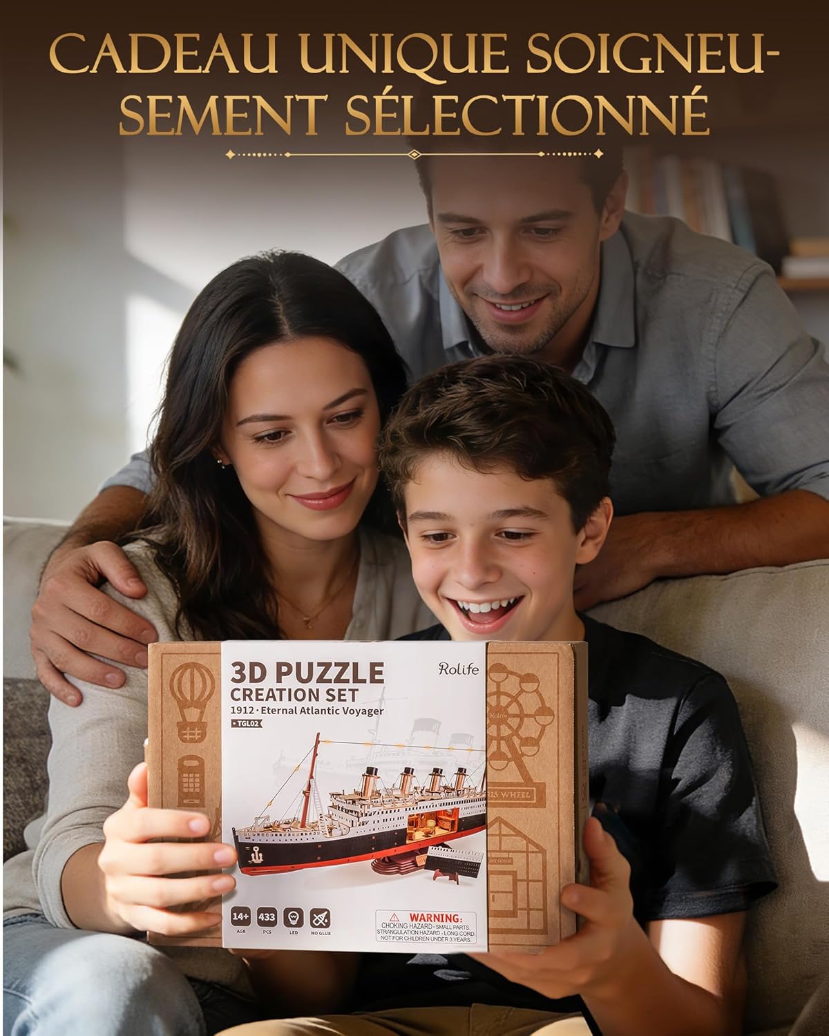Thumbnail 6 de Rolife Puzzle 3D en Bois Titanic — Kit de Construction à Clipser, 433 Pièces