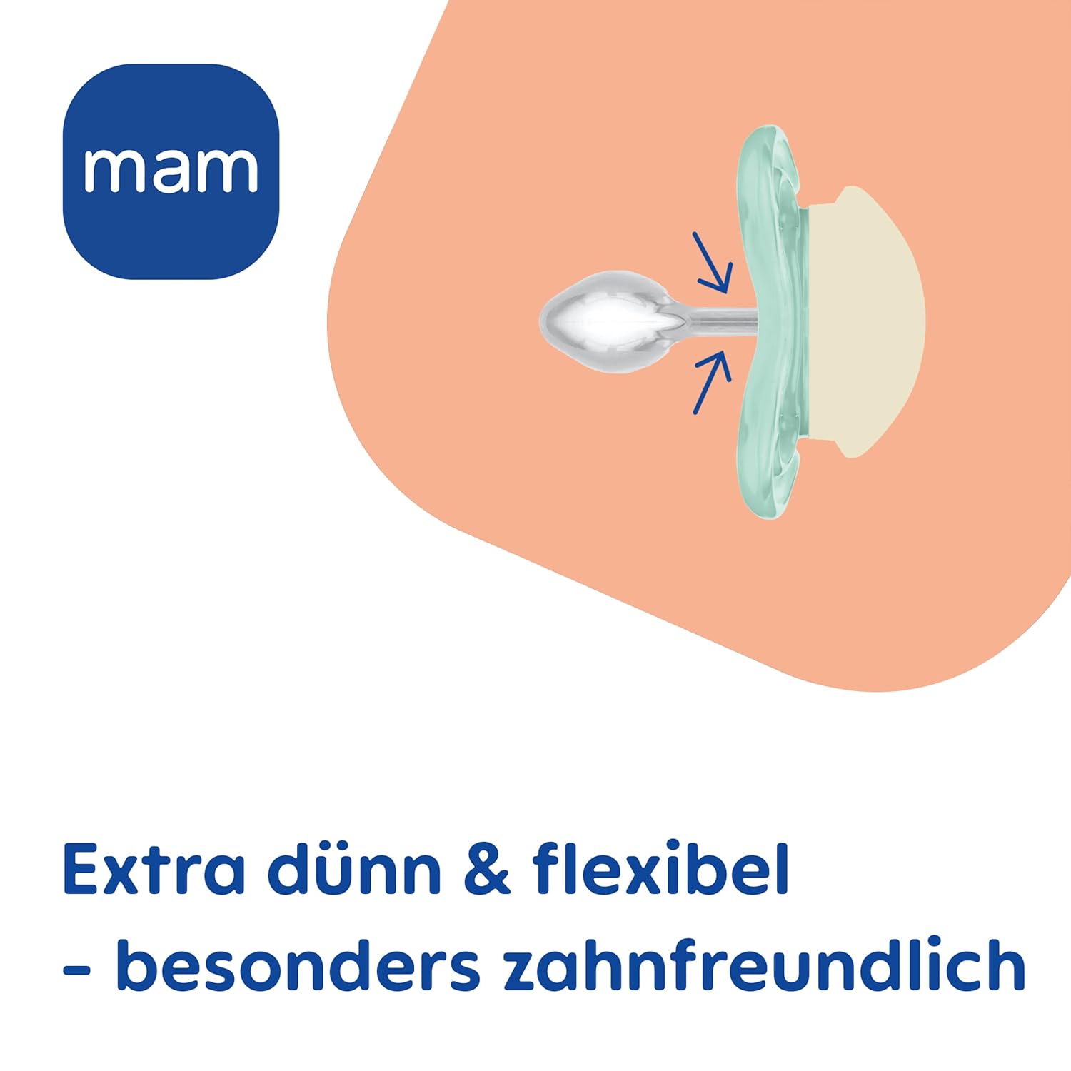Detalle de MAM Supreme Night Schnuller 0-6 Monate – 2 Stück mit Leuchtknopf und SkinSoft Silikon
