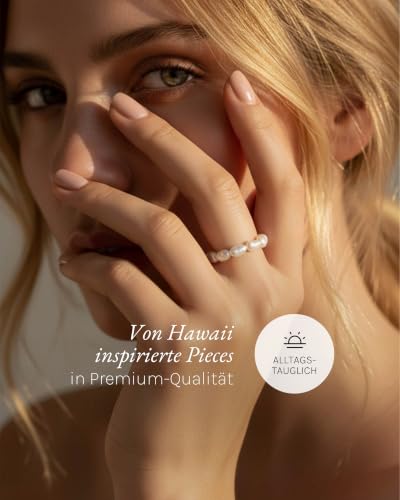 Detalle de Purelei Pearly Anti Stress Ring – Elastischer Damenring mit schimmernden Süßwasserperlen