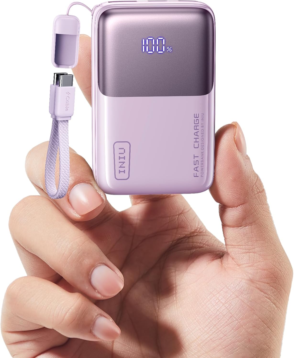 Detalle de INIU Mini Power Bank 45W 10000mAh – kompakt, sicher und vielseitig mit USB-C PD3.0 (violett)