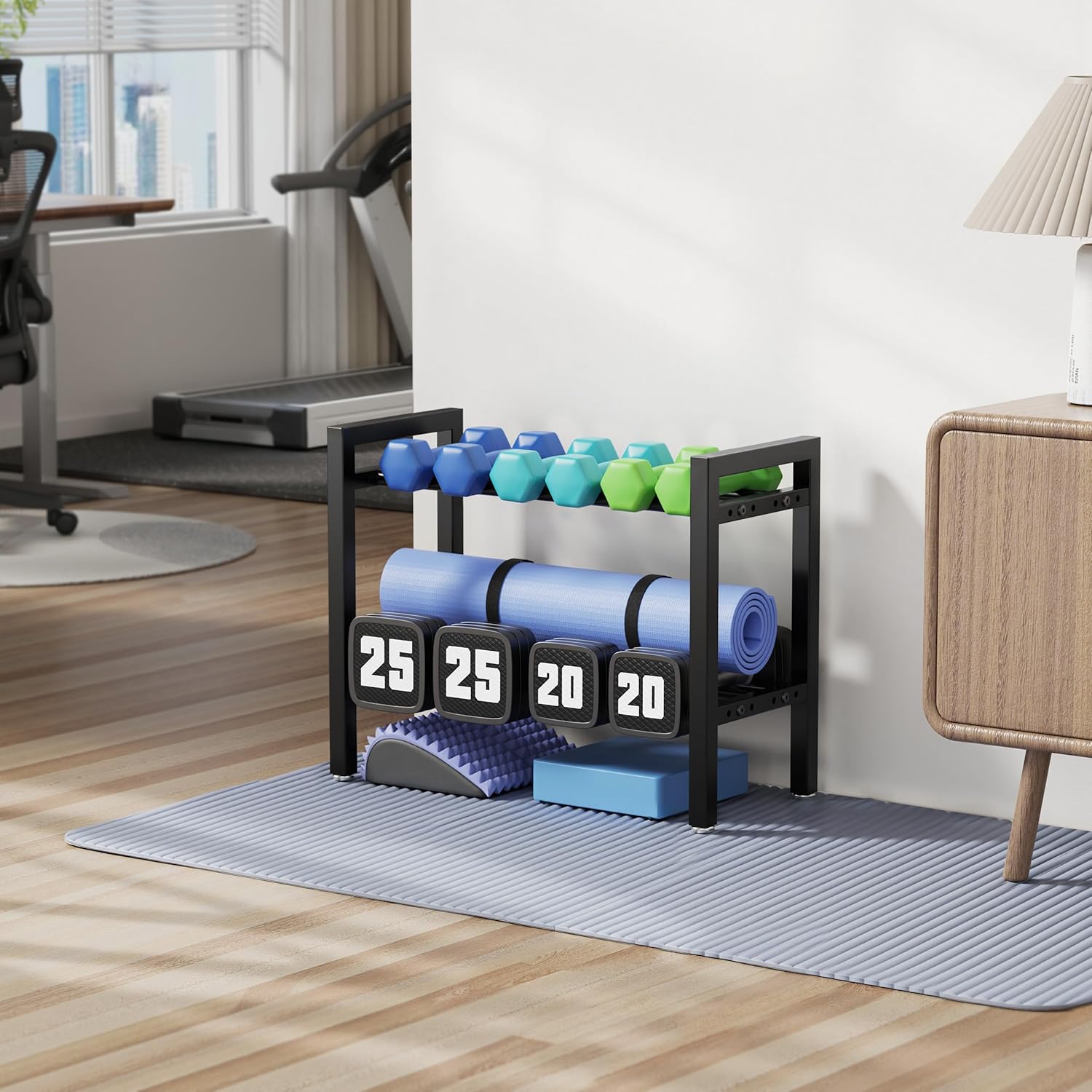 Detalle de 2-Tier Adjustable Dumbbell Rack (19 inch) 250LB capacity weight rack – rack only