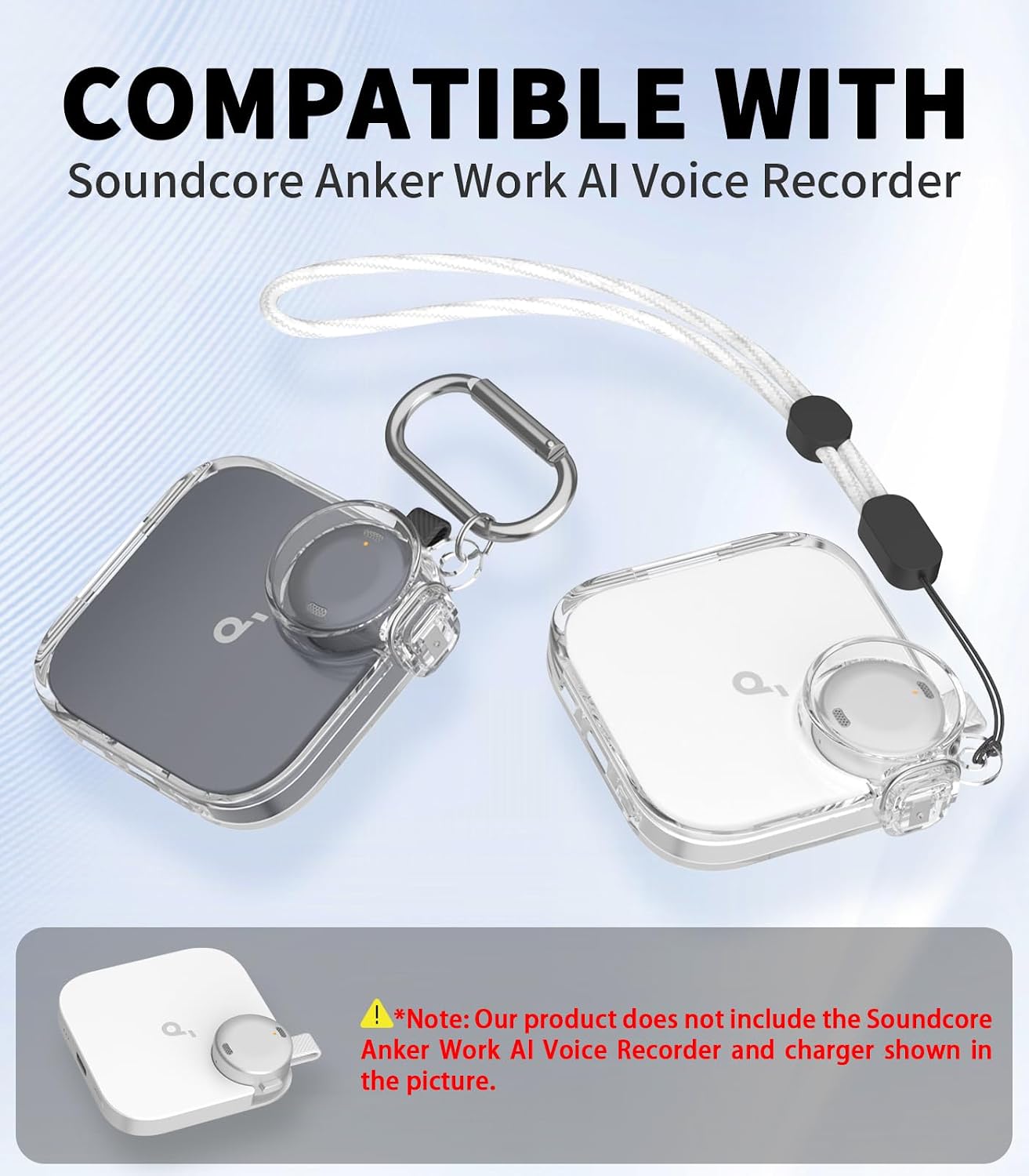 Detalle 1 de AGENTNANO Secure-Lock TPU Case for Soundcore Anker Work AI Voice Recorder