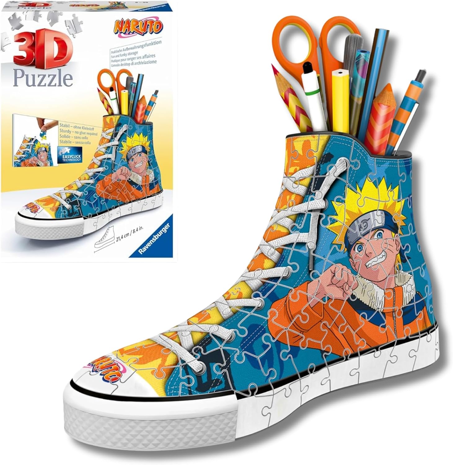 Ravensburger Puzzle 3D Portapenne Sneaker Naruto – 112 pezzi, modello da costruire