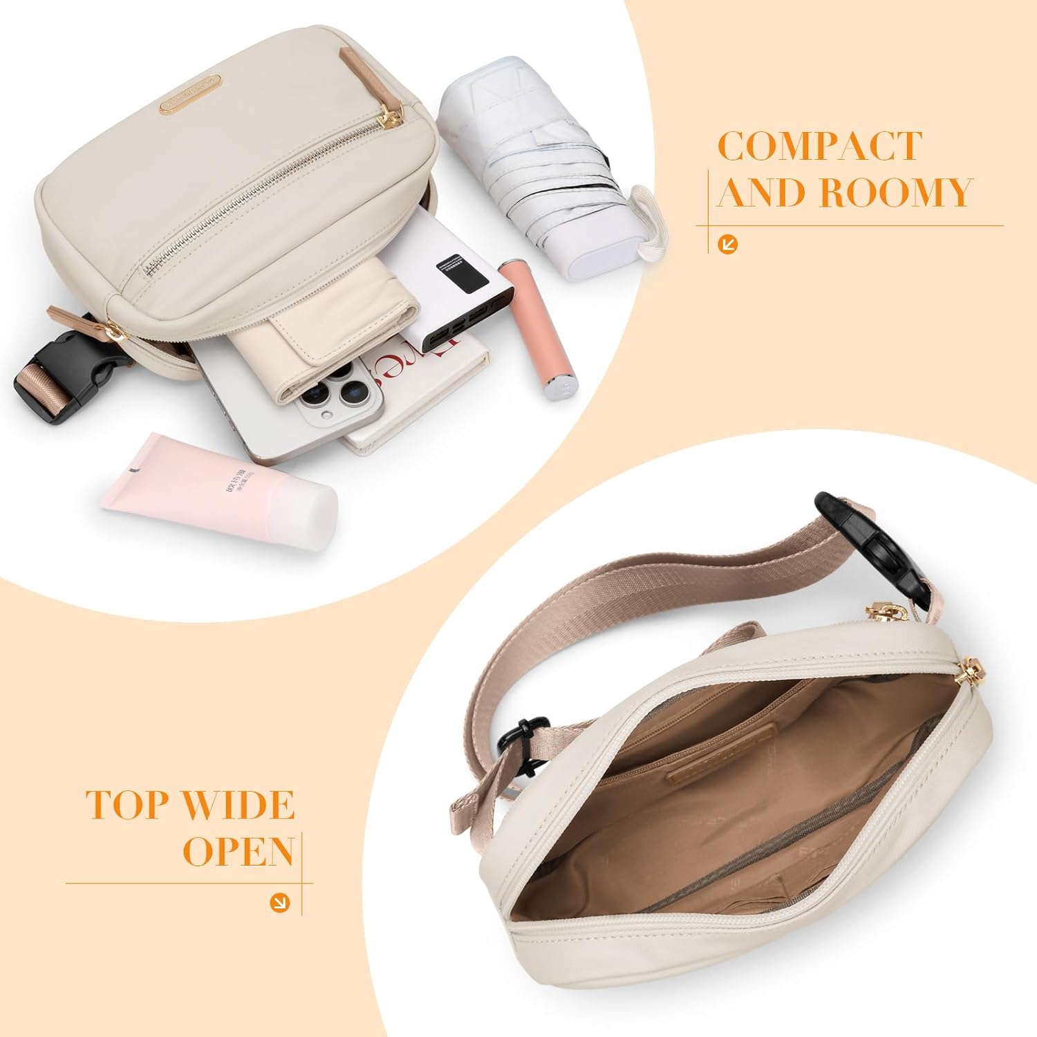 Detalle de GOLF QUALTY crossbody belt bag, Apricot
