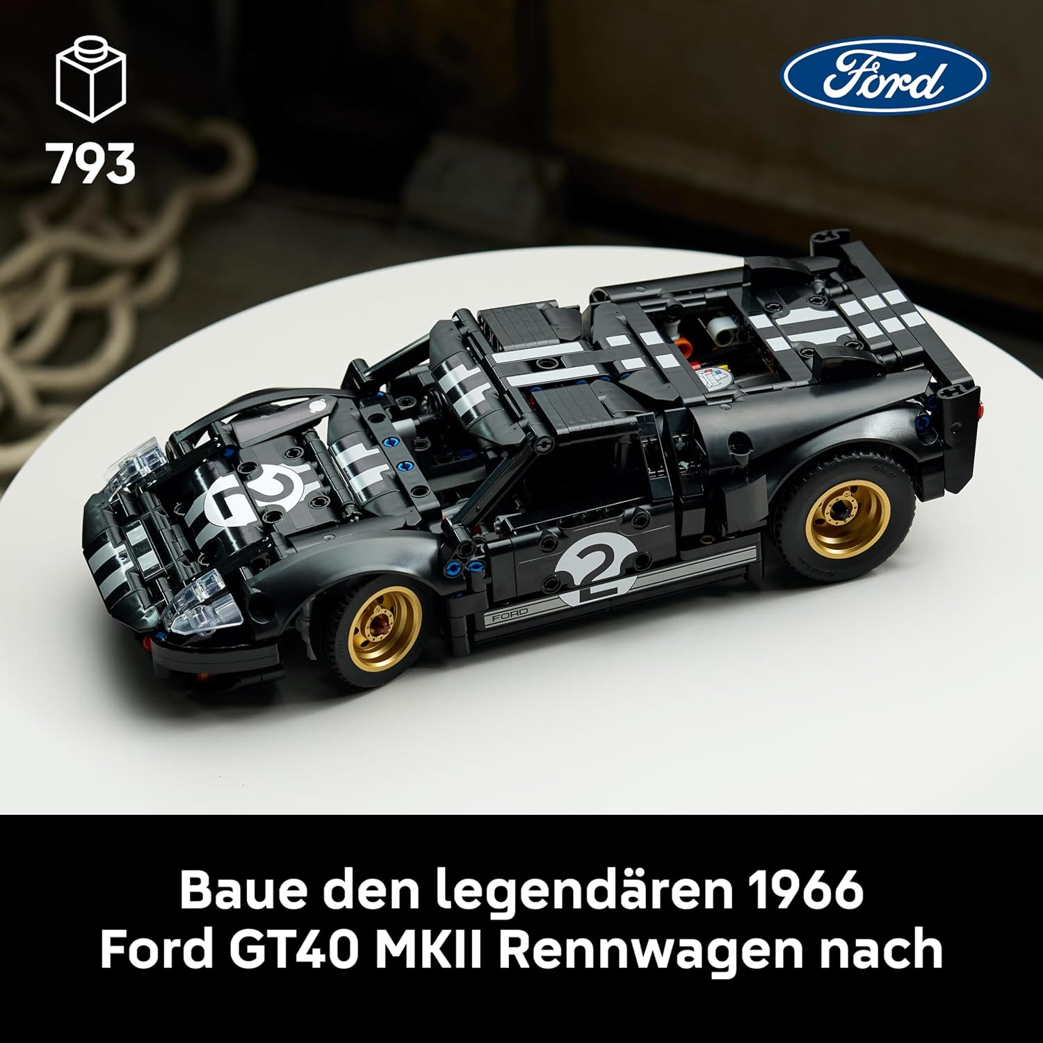 Thumbnail 1 de LEGO Technic 1966 Ford GT40 MKII Rennwagen (Modell 42223) mit Lenkung und V8-Motor