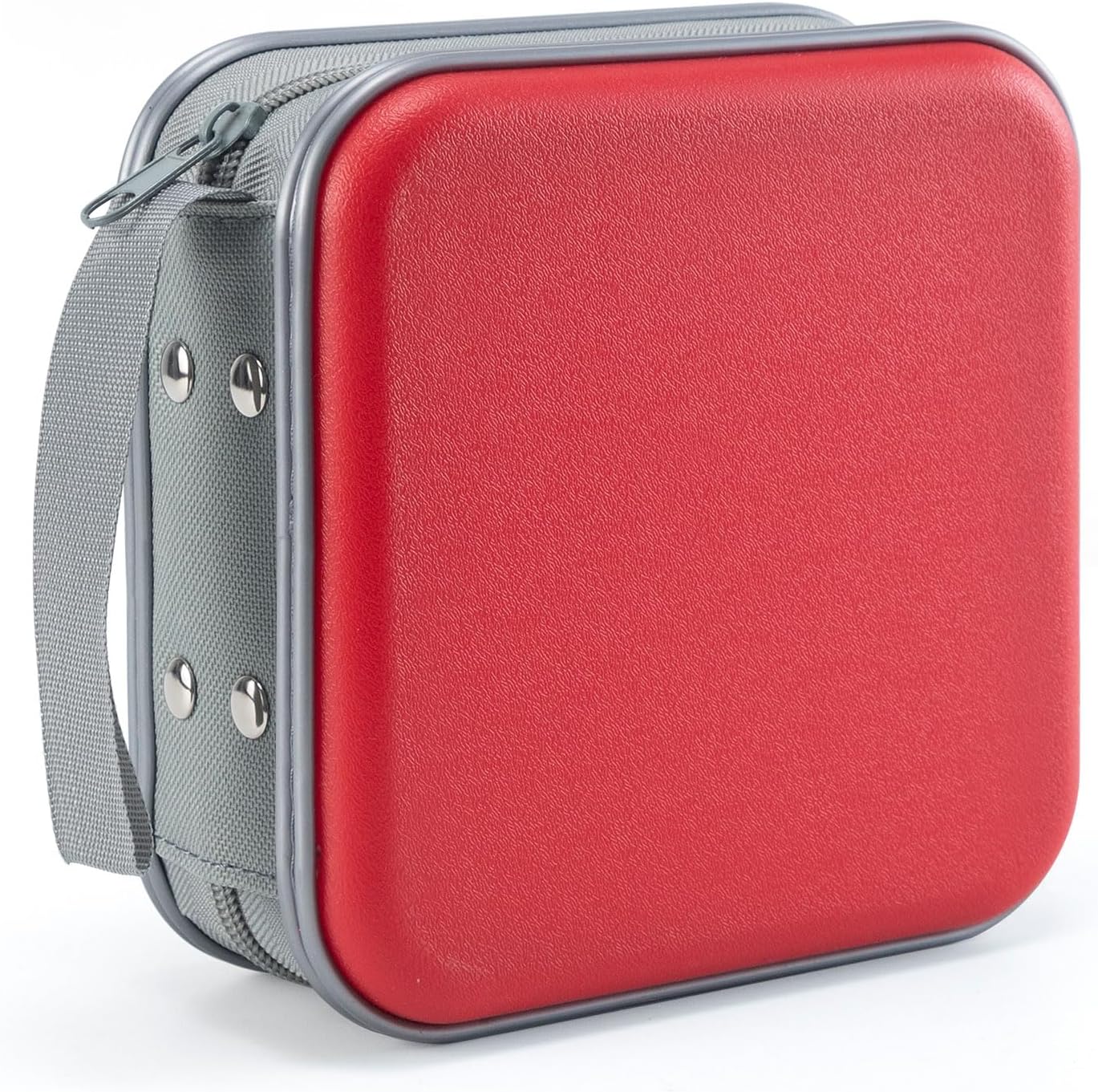 LIOVODE 48-Disc CD/DVD Case — Portable Hard Plastic Wallet with Fixed Inner Pages (Red)