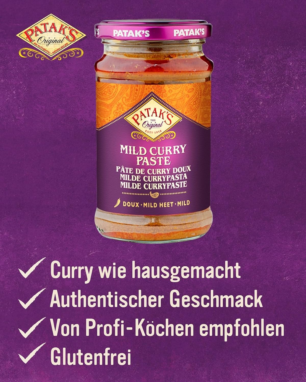 Detalle de PATAK'S Milde Currypaste – 6er Pack (6 × 283 g)