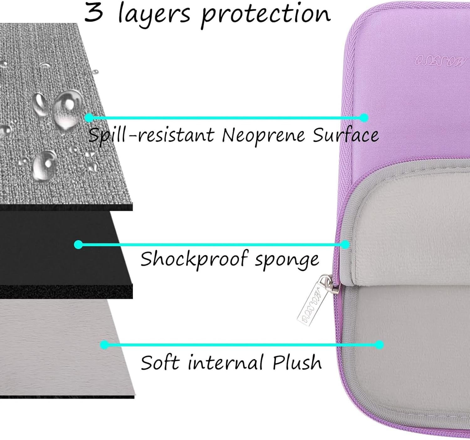Thumbnail 2 de MOSISO Laptop Case 16 inch: Neoprene Sleeve with Small Pouch in Purple