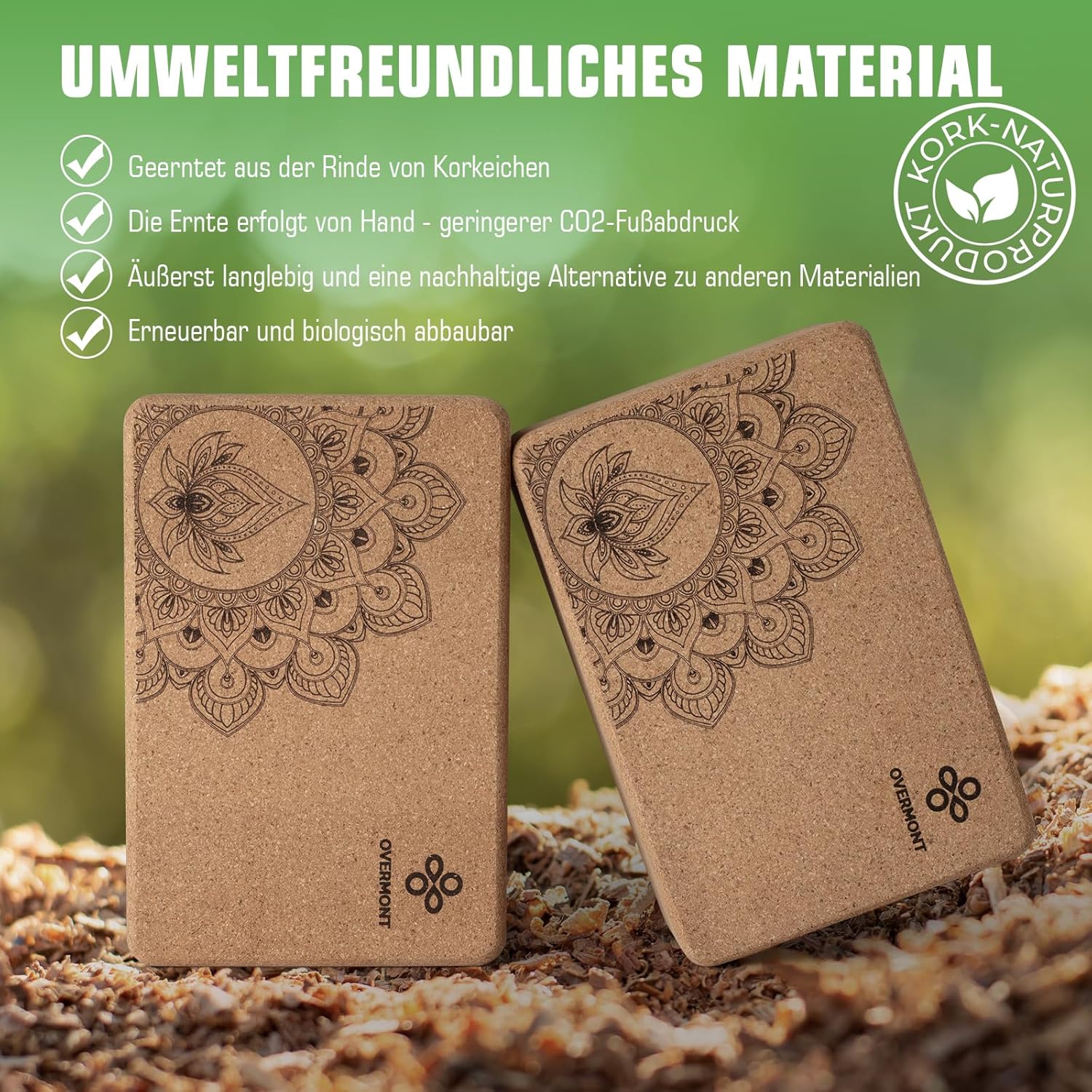 Thumbnail 5 de Overmont Yogablöcke Kork 2er Set Yogablock