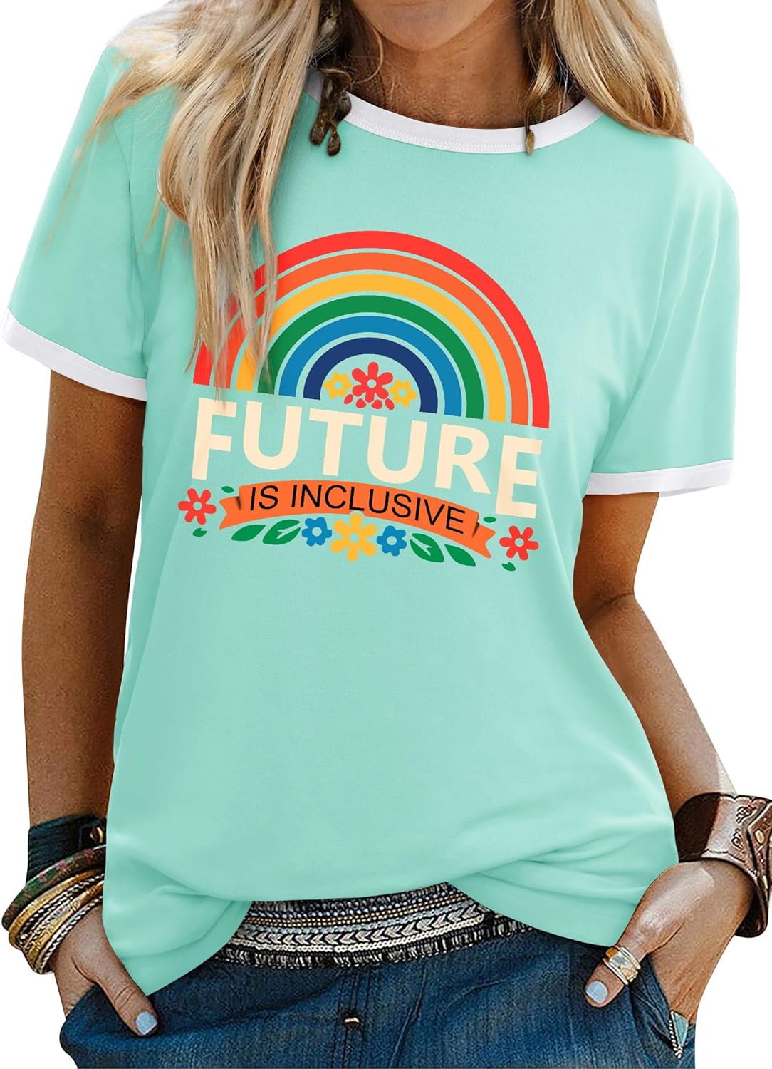 Thumbnail 6 de WIEIYM Women’s Pride T-Shirt with Rainbow Graphic
