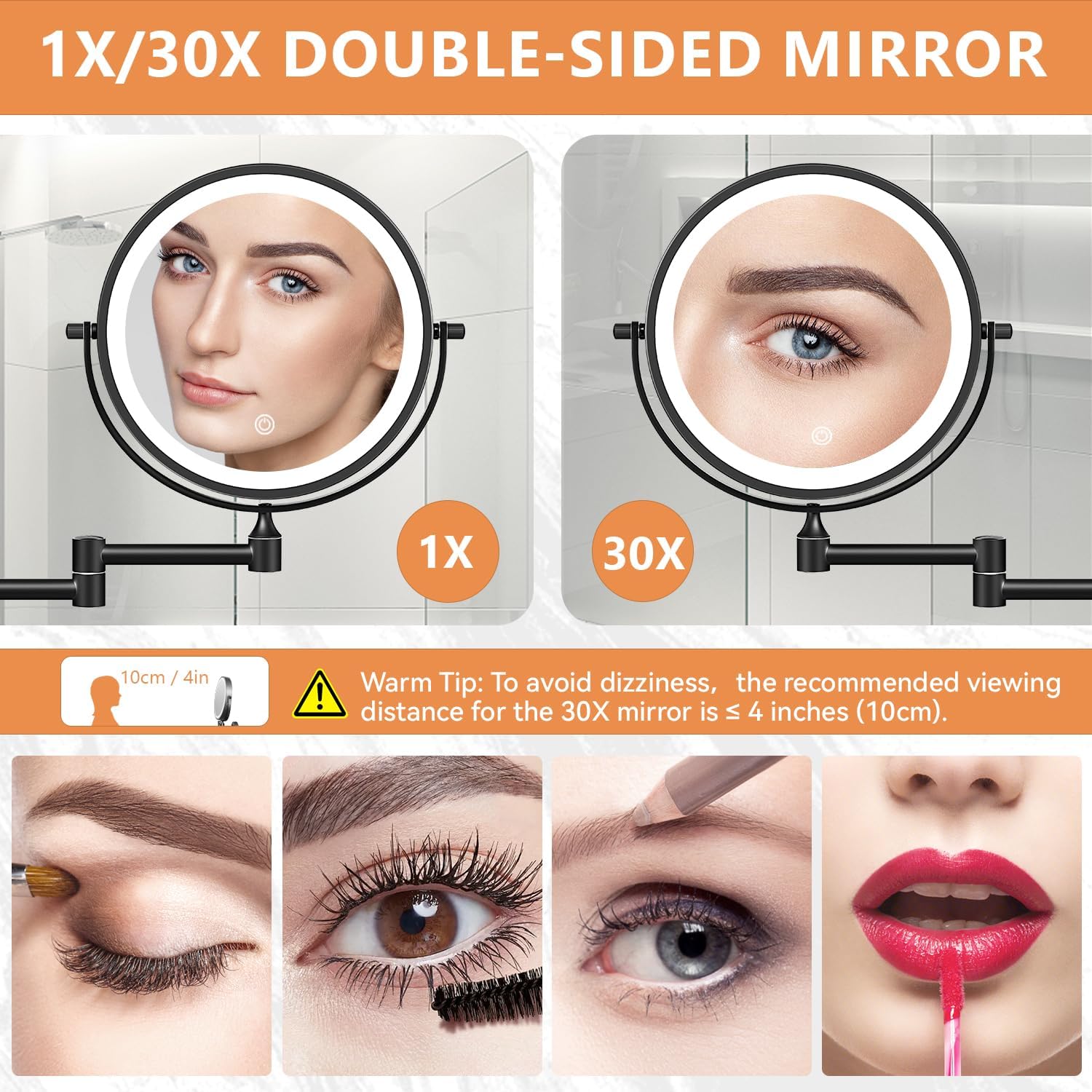 Thumbnail 1 de Auxmir 1X/30X Wall Mounted Lighted Makeup Mirror