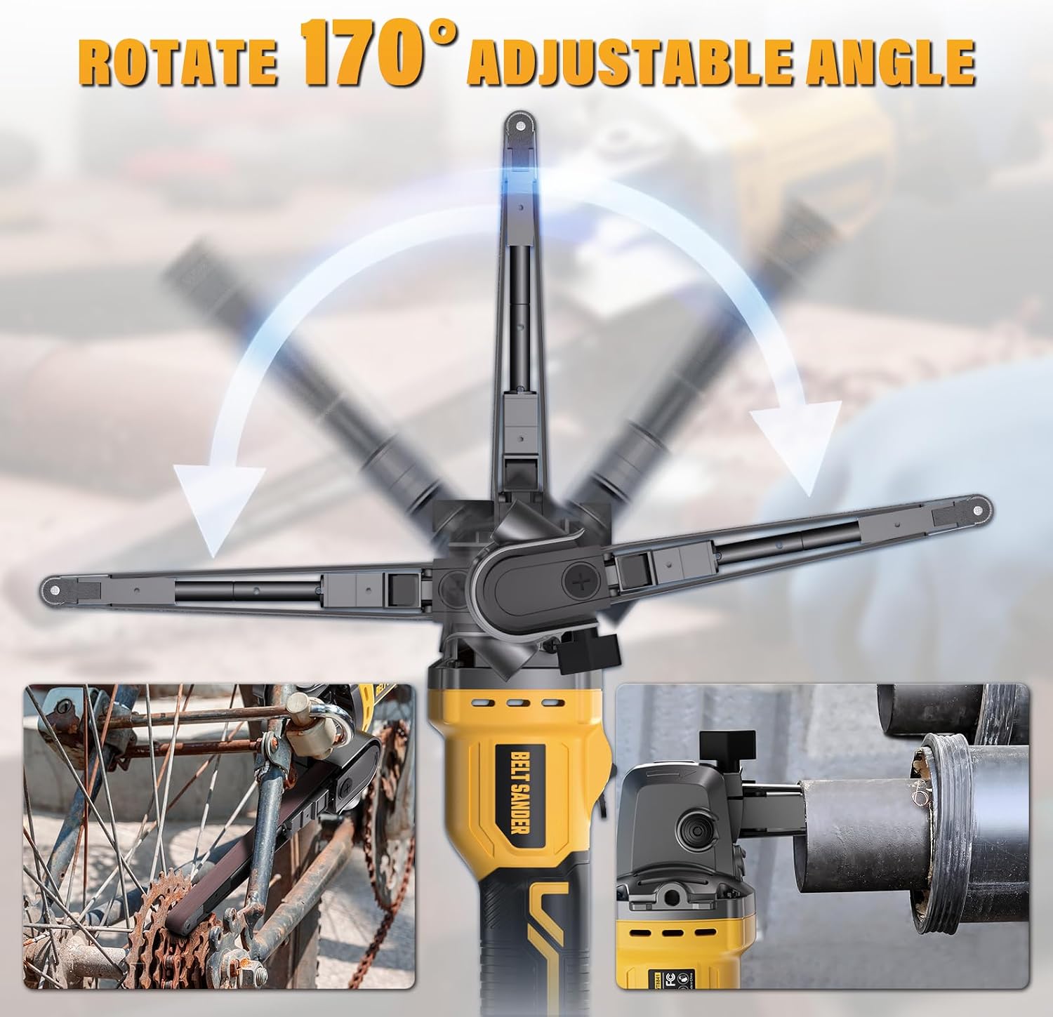 Detalle 1 de VERVEWAVE WT8841 Cordless Belt File Sander, 6-Speed, 170° Adjustable Arm