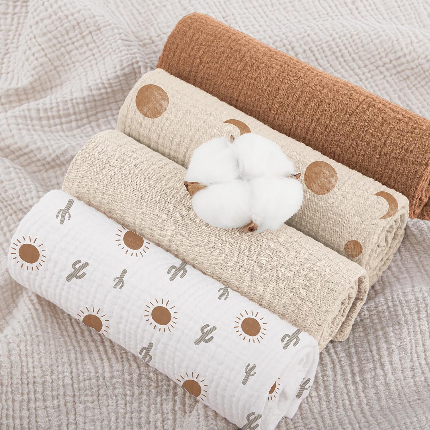 Thumbnail 2 de Susurration Mulltücher Baby Spucktücher 8er-Set (100% Baumwolle, 60x60 cm) – Musselin für Jungen und Mädchen