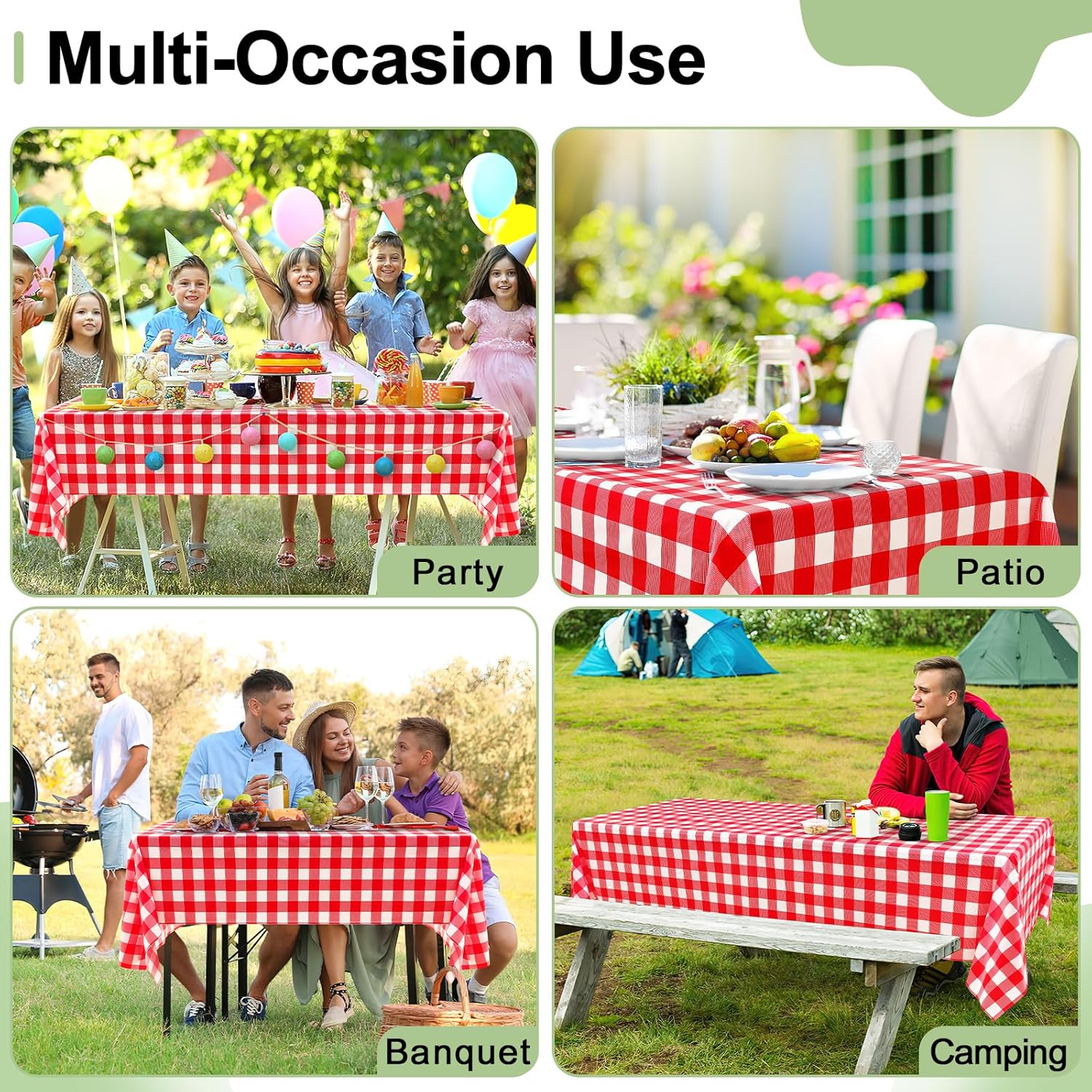 Thumbnail 6 de misaya 4-Pack Buffalo Disposable Table Cloths (54 x 108 in) Waterproof Plastic Table Covers