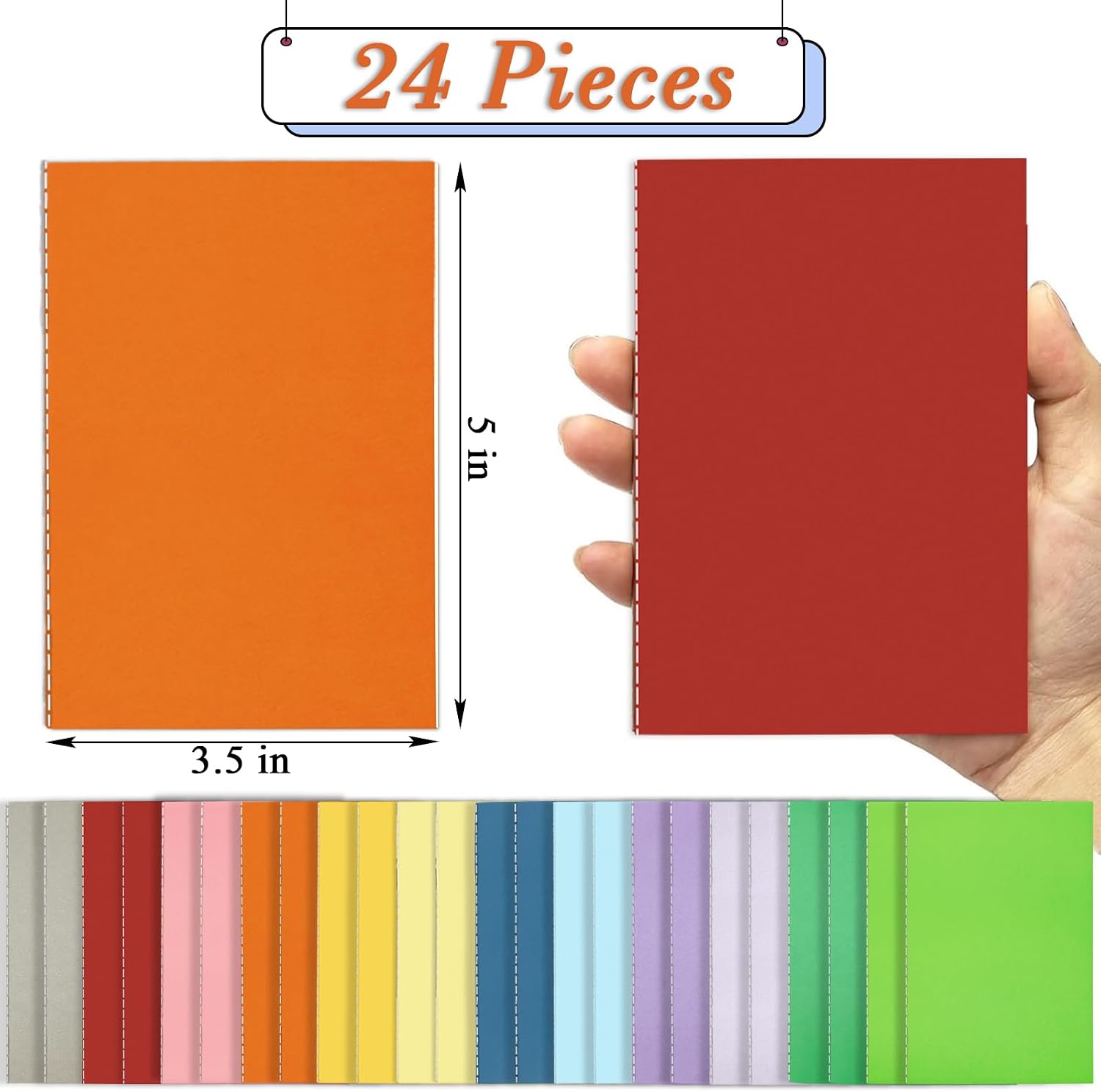 Detalle de DWIYITTN 24-Pack Mini Notebooks, 3.5 x 5 in, Lined, 12 Colours