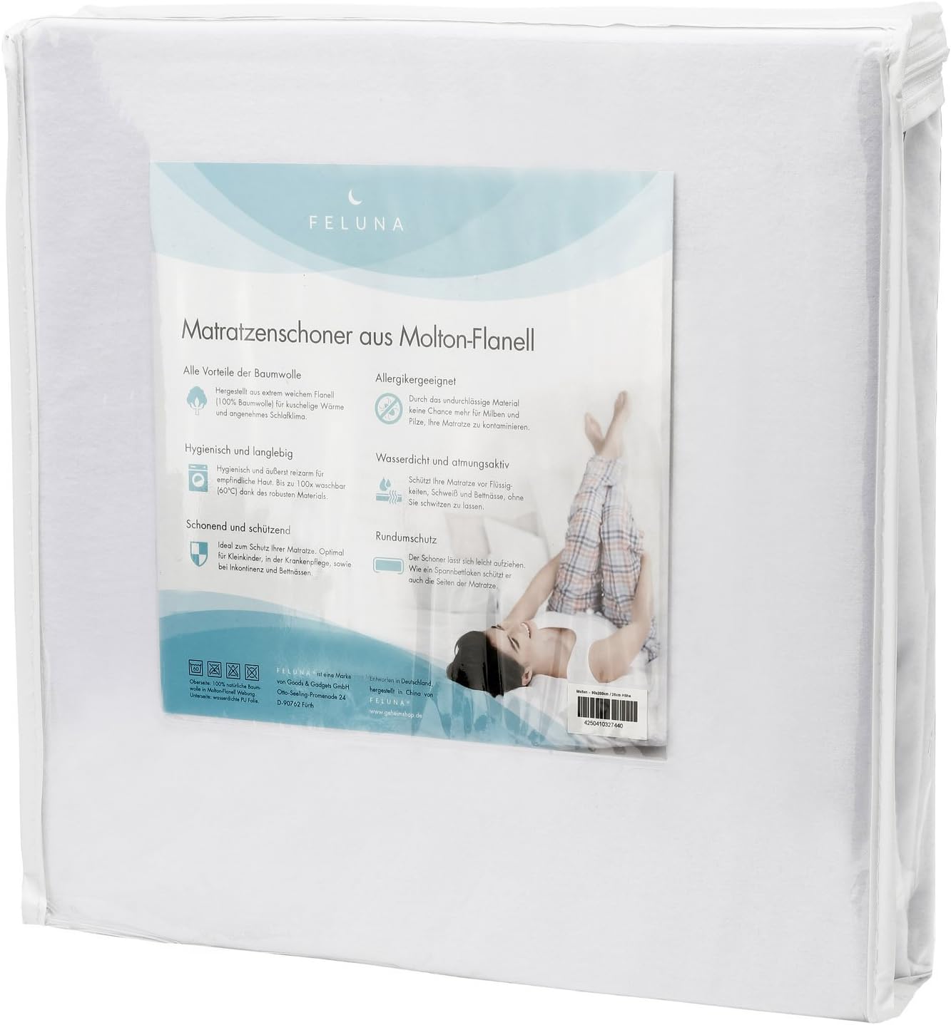 Thumbnail 6 de Feluna® Premium waterdichte molton-matrasbeschermer 90 x 200 cm van katoenflanel