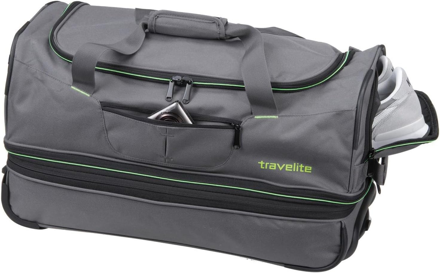Detalle de Travelite Basics Trolley Reisetasche mit Rollen mittelgroß – erweiterbar, 55 cm, 51–64 L