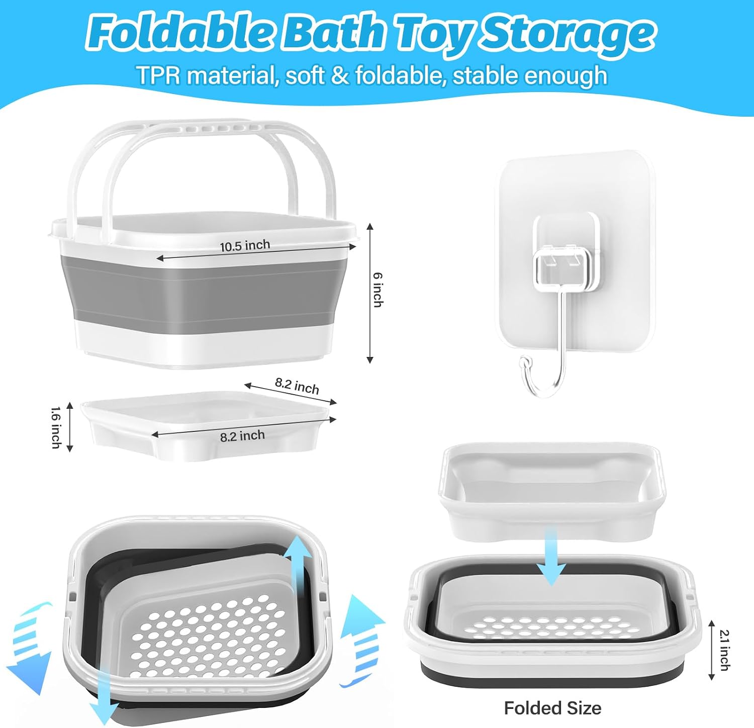 Detalle de Anivia Bath-SN-01 Foldable Silicone Bath Toy Organizer with Removable Base
