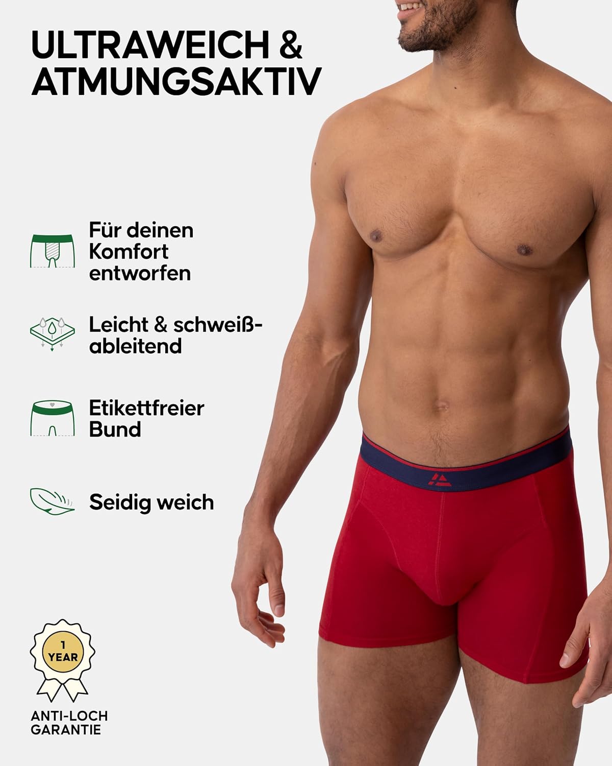 Detalle de DANISH ENDURANCE Bambus Boxershorts Herren – Ultra-weiche, atmungsaktive Underwear im 6er oder 10er Pack