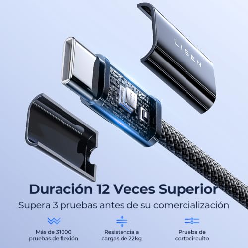 Thumbnail 7 de LISEN 240W: Cable USB C a USB C con carga rápida PD3.1 EPR, 2 m