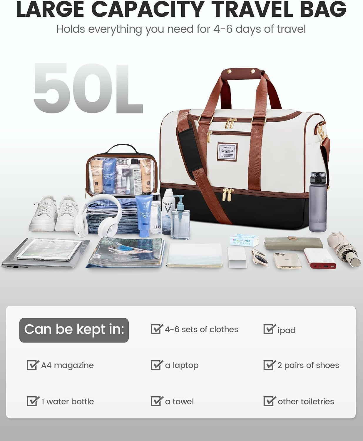 Thumbnail 4 de LOVEVOOK Travel Bags 50L holdall
