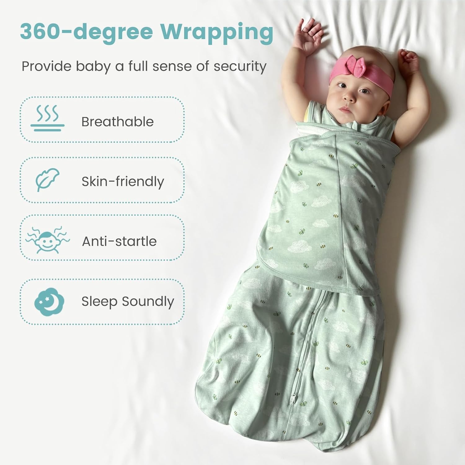 Thumbnail 5 de Lilbestie Baby Sleeping Swaddle Bag 1.0 Tog – 3-in-1 Adjustable Silent Hook for Newborns (0–12 Months)