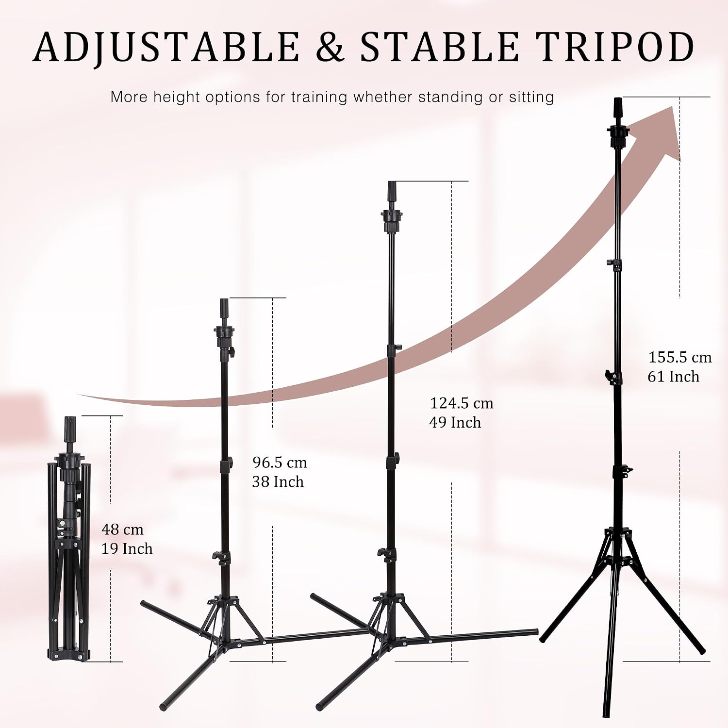 Thumbnail 3 de Demides 22'' Canvas Wig Head with 61'' Adjustable Tripod Stand – Mannequin Head Set for Styling, Display, and Practice
