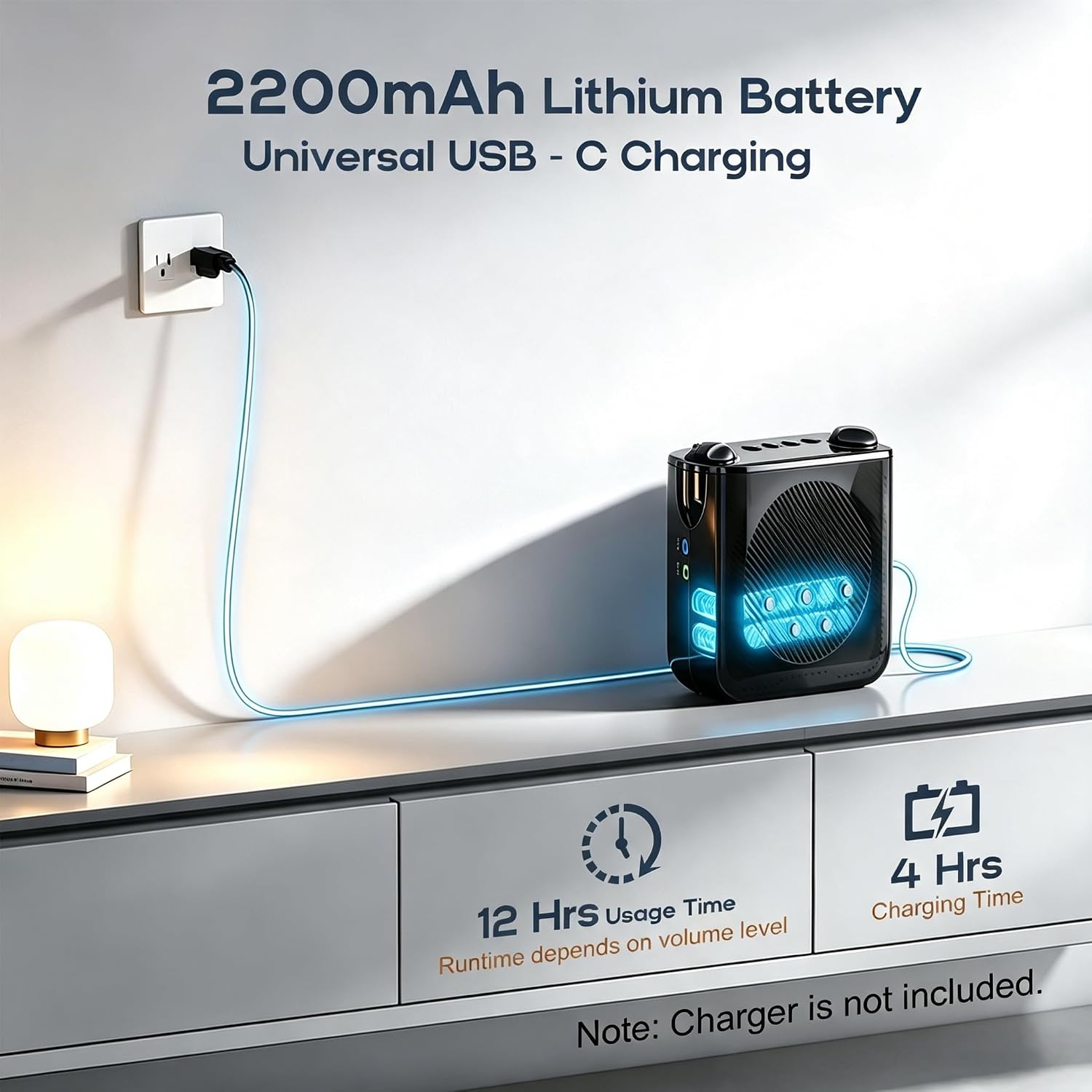 Detalle de dgtenk PA289 Voice Amplifier with Wired Headset, USB-C Charging and AUX Input