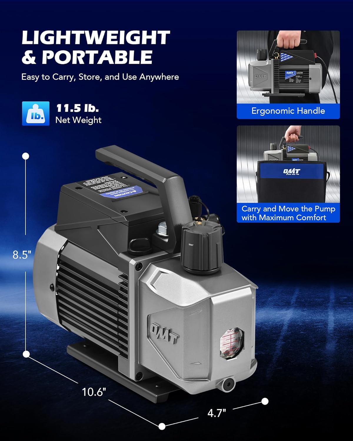 Thumbnail 6 de Orion Motor Tech A2L Vacuum Pump: 3.5 CFM, 1/4 HP, Sparkless Ignition-Proof for A2L Refrigerants