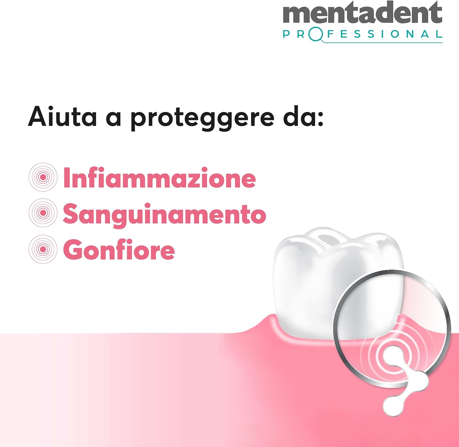 Detalle de Mentadent Dentifricio Gengive Forti Protezione Completa – 3x75 ml con Pochette Omaggio