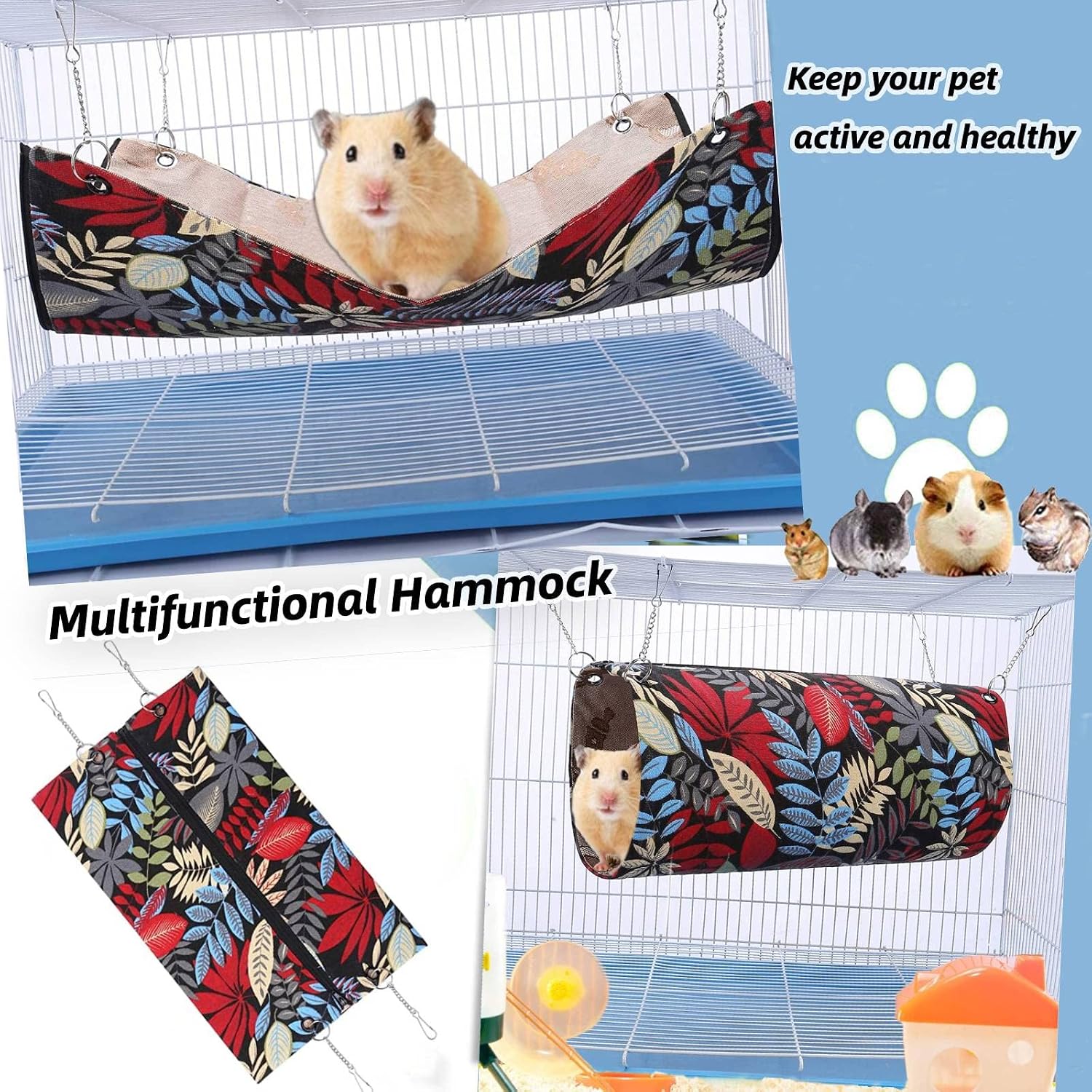 Detalle de QeeHeng Summer Ferret Rat Guinea Pig Hammock Bed – Double‑Sided Cooling Hideaway for Small Pets
