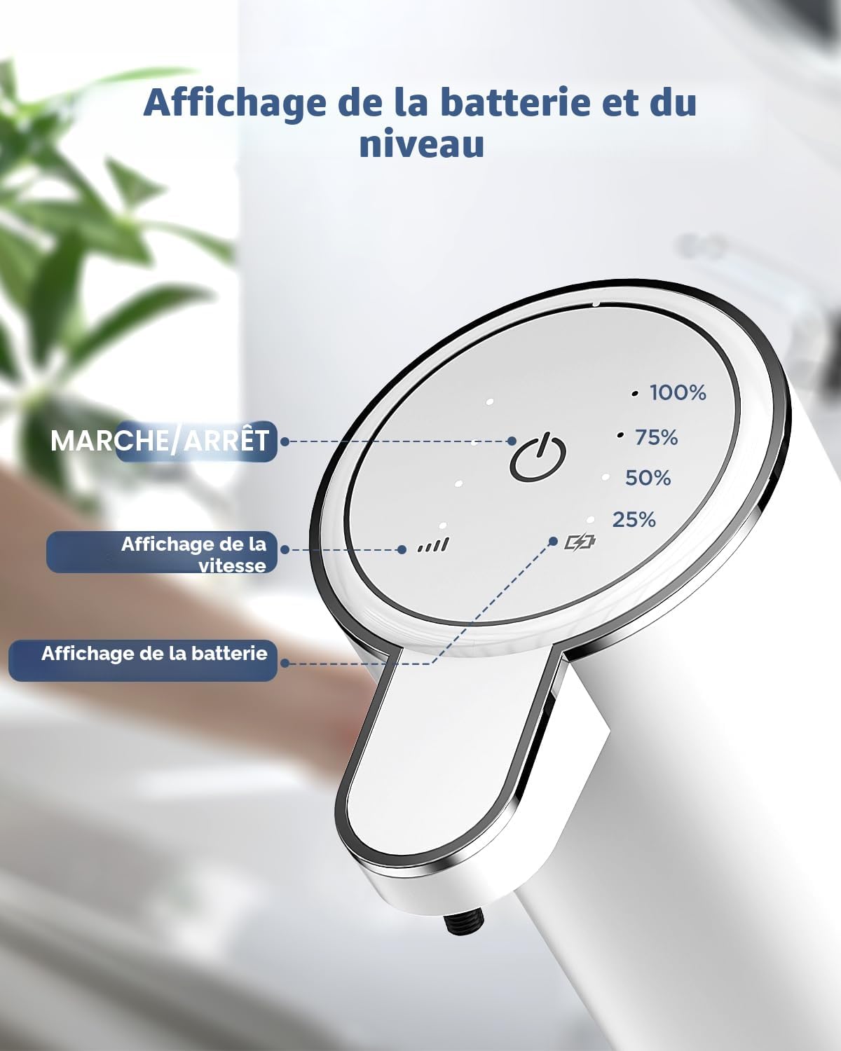 Detalle de Distributeur Savon Automatique mural 380 ml – 4 niveaux de mousse, IPX5, USB-C