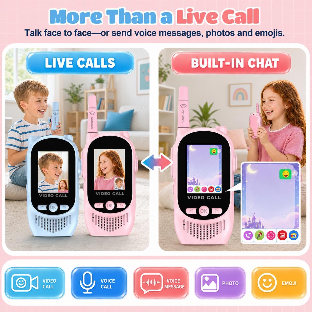 Detalle de Video Walkie Talkies for Kids, Rechargeable 2-Pack