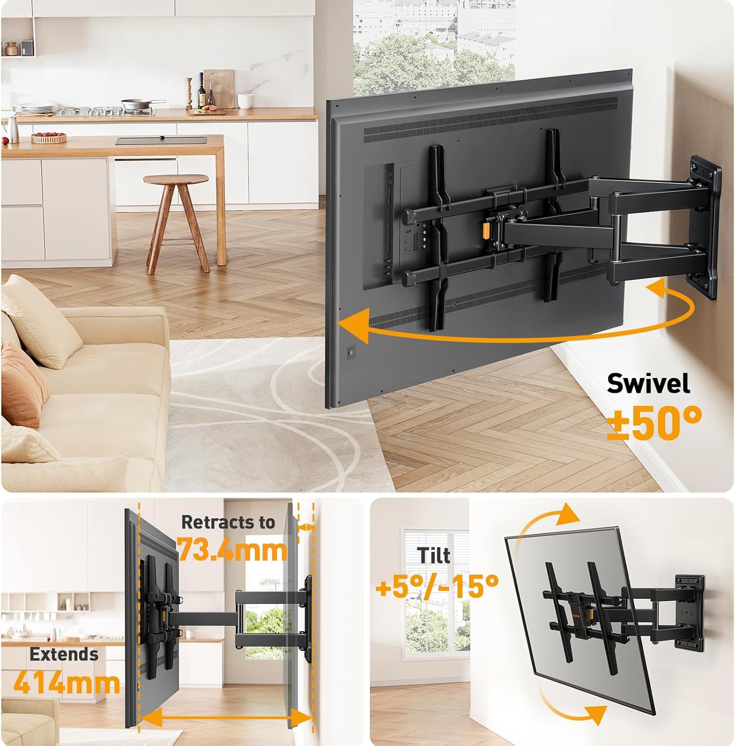 Detalle de Perlegear PGLF6 TV wall bracket 32–85 inch, 60 kg