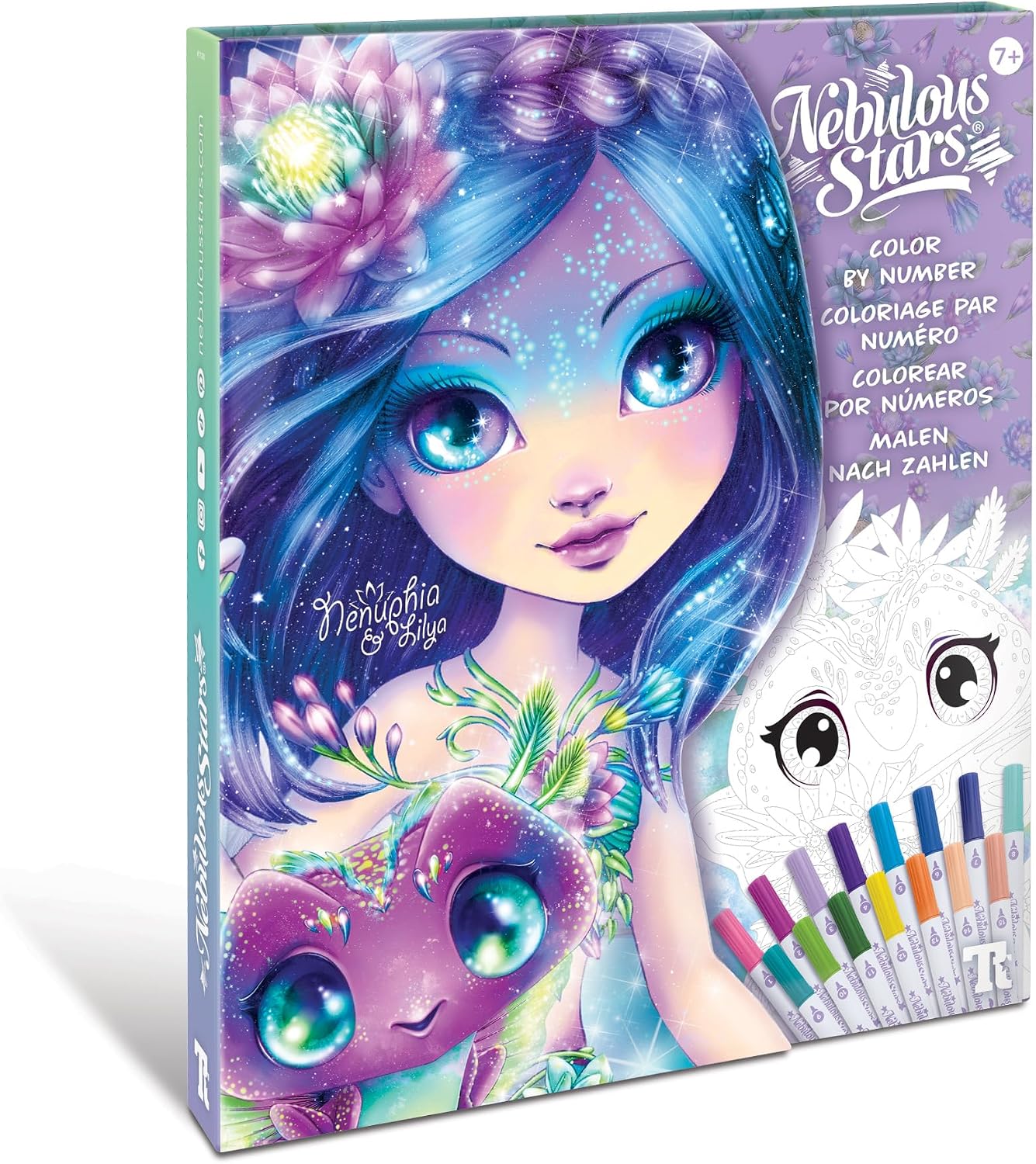 Set libri da colorare Colour by Numbers Nebulous Stars 11381 con 15 pennarelli bifacciali