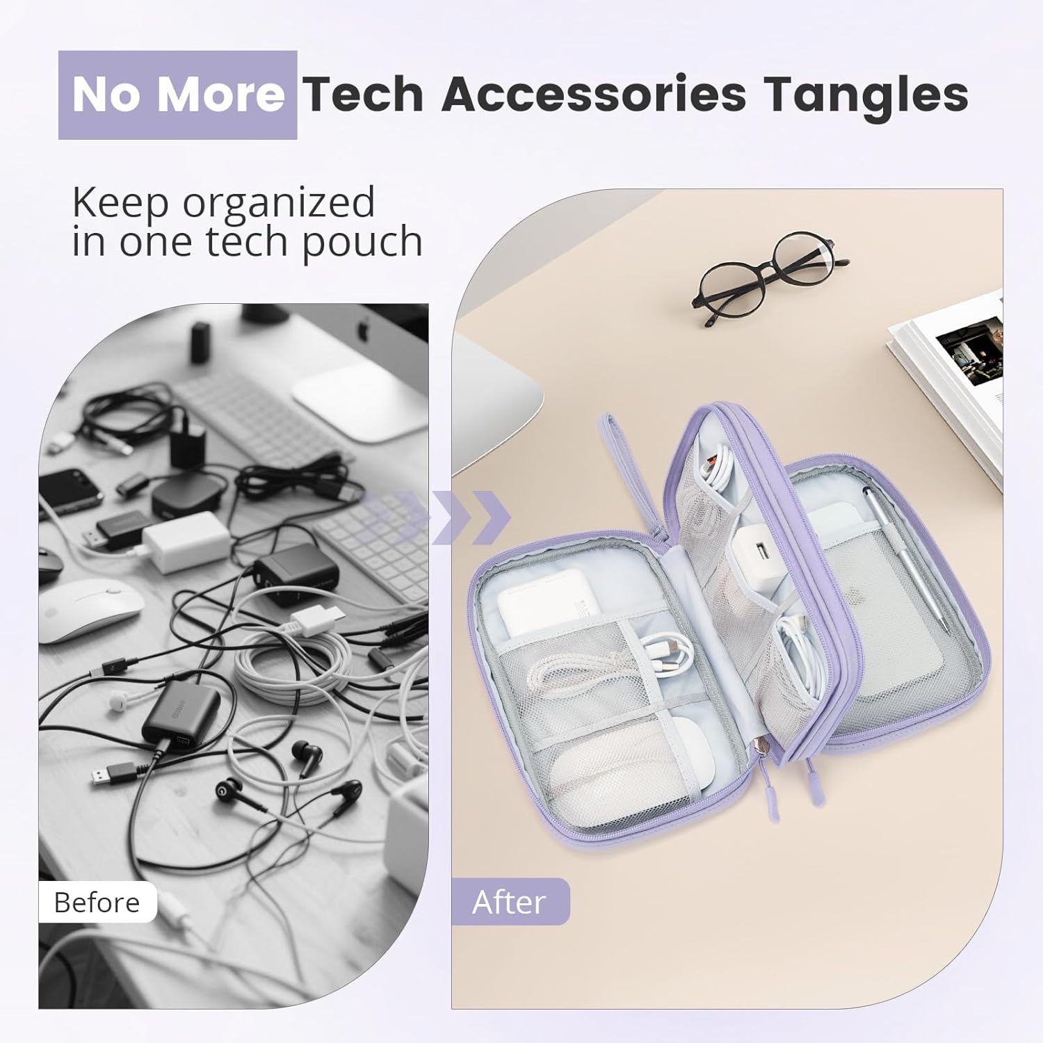 Thumbnail 1 de Skycase Kabeltasche Organizer (klein) für USB, Powerbank, Ladekabel & Zubehör – Pale purple