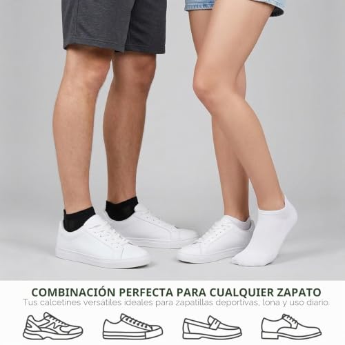Detalle 2 de Wamicu – 10 pares de calcetines tobilleros unisex de algodón peinado, confort y durabilidad