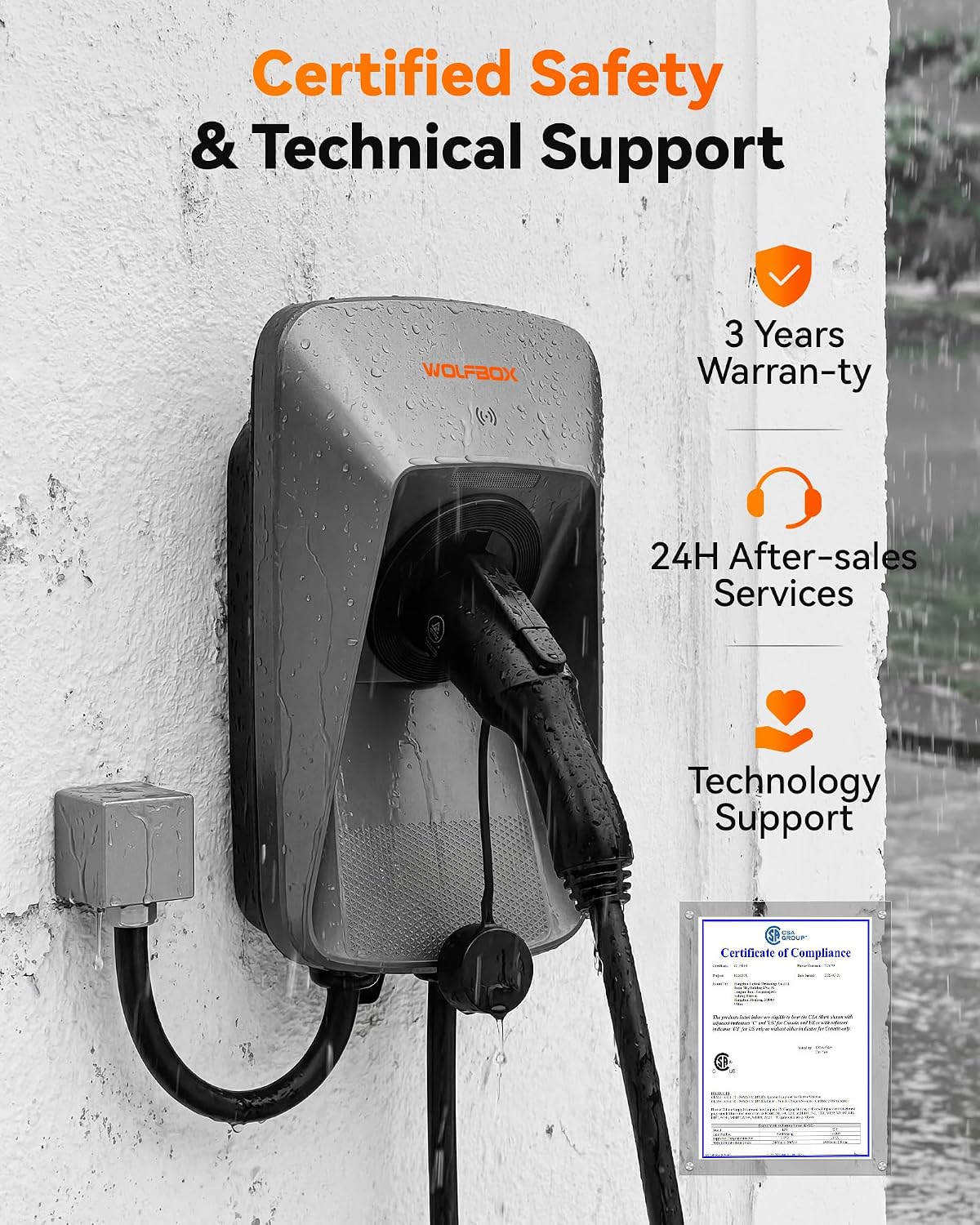 Thumbnail 6 de WOLFBOX Level 2 EV Charger 50A (J1772) — 25ft, Indoor/Outdoor, app & RFID Control